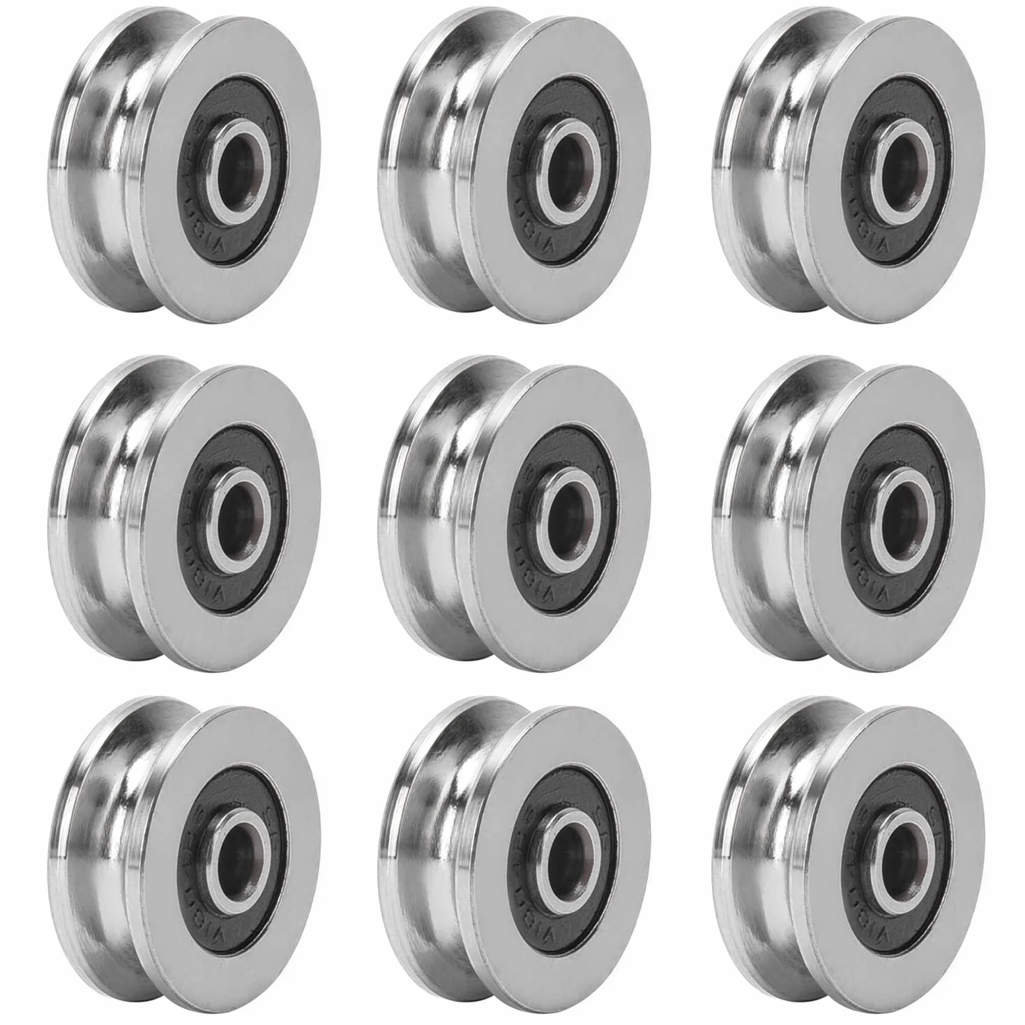 V1804 V-Groove Łożyska, 10szt 18mm * 4mm * 8mm Deep U/V Groove Miniaturowe łożyska kulkowe Koło pasowe z łożyskiem szynowym, łożysko Stalowe koło gąsienicowe do drukarki 3D, silnik, deskorolki
