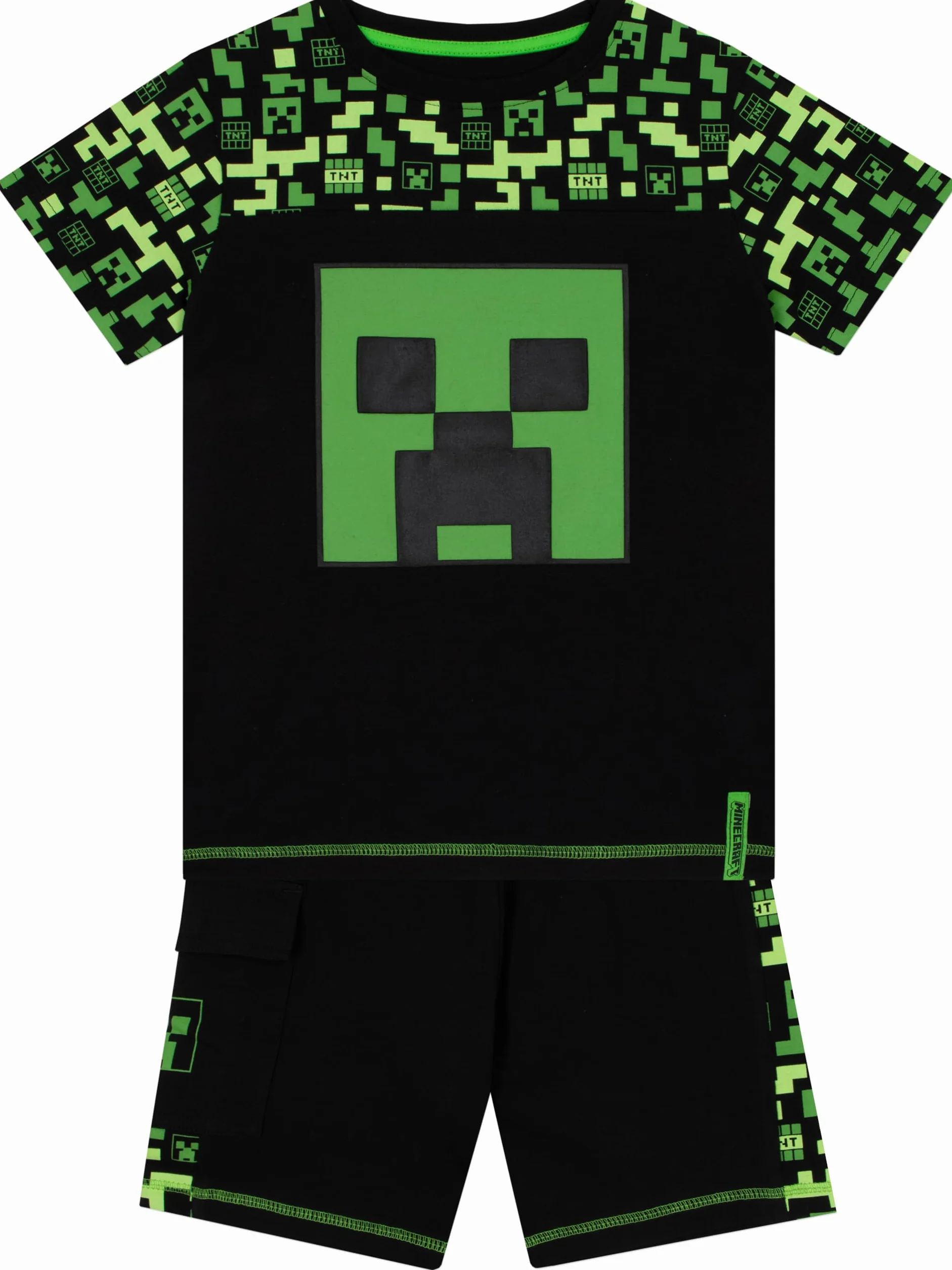 Minecraft Strój Creepera Koszulka i Szorty Dla Chłopców Gracza