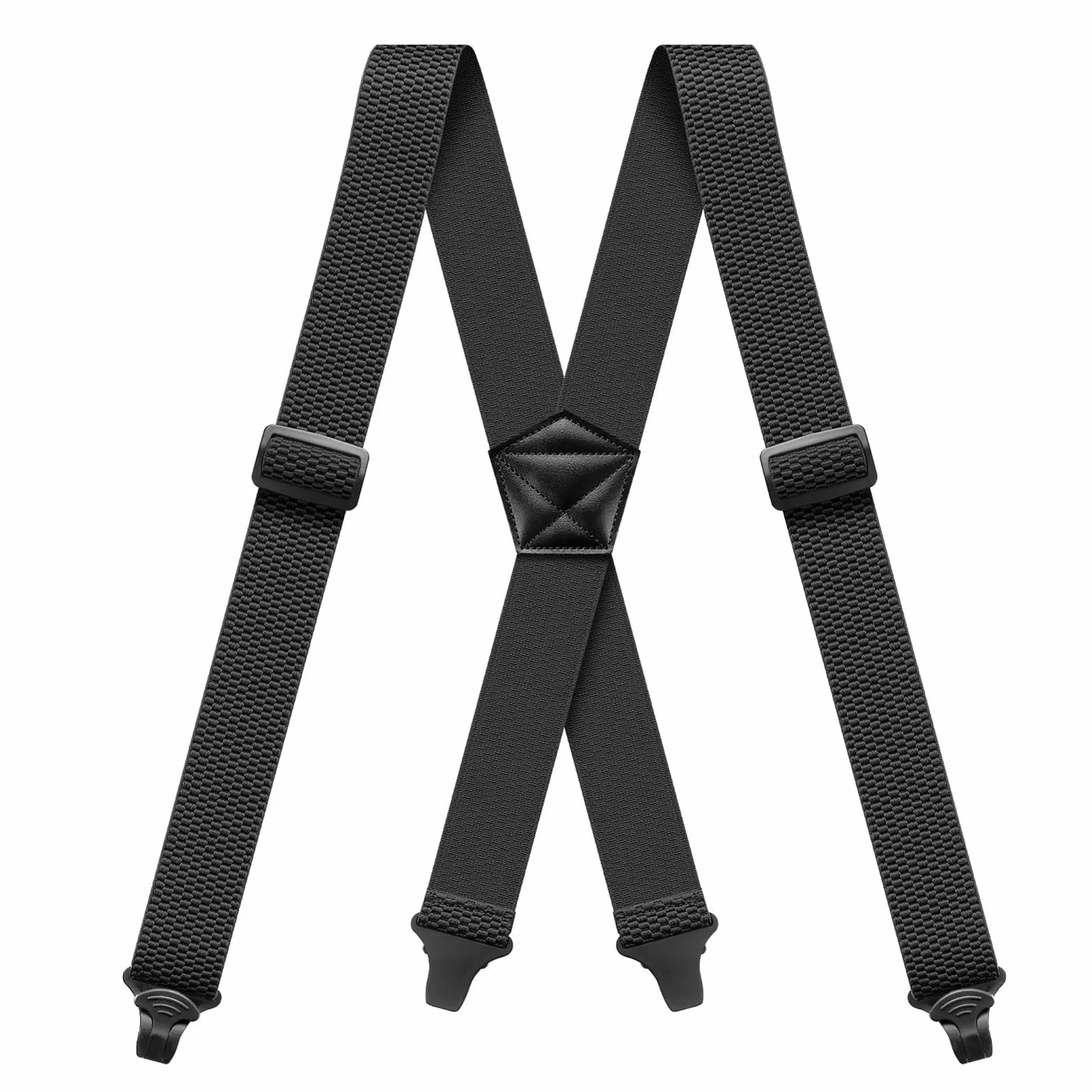 Suspenders for Men Heavy Duty 1,6 cala Wide Airport Friendly Hidden Suspenders with 4 Plastic Gripper Clasps Adjustable Elastic Braces for Casual Work X-Back czarne