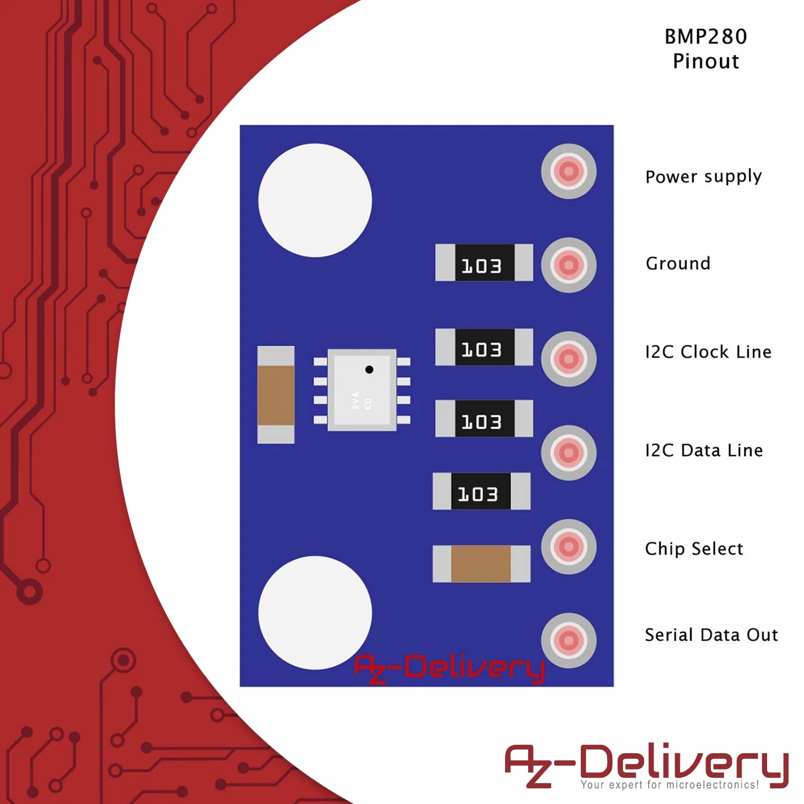 AZDelivery GY-BMP280 Czujnik barometryczny do pomiaru ciśnienia powietrza kompatybilny z Arduino i Raspberry Pi wraz z e-Book!