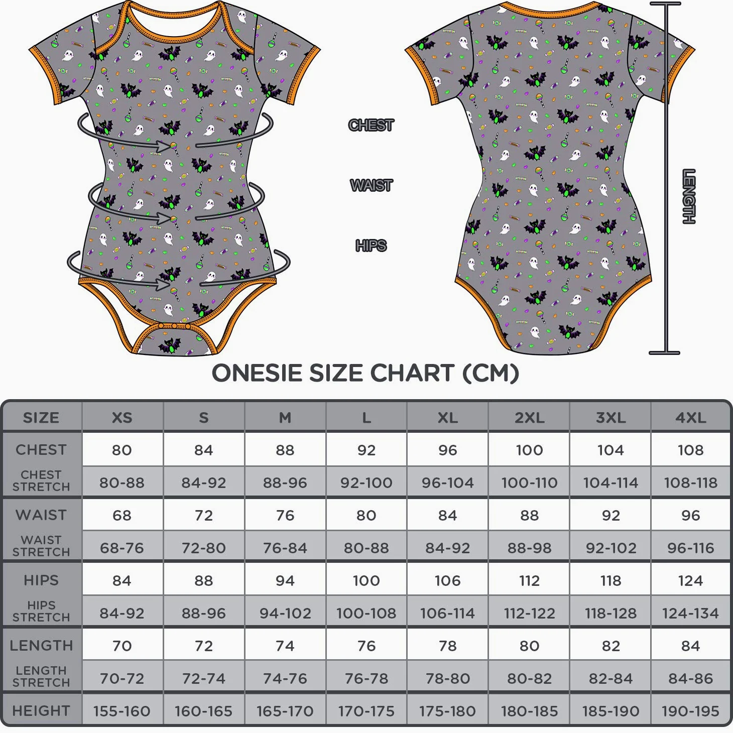 LittleForBig Bawełniany śpioszki Onesie Piżama Bodysuit-Sugar Bat L