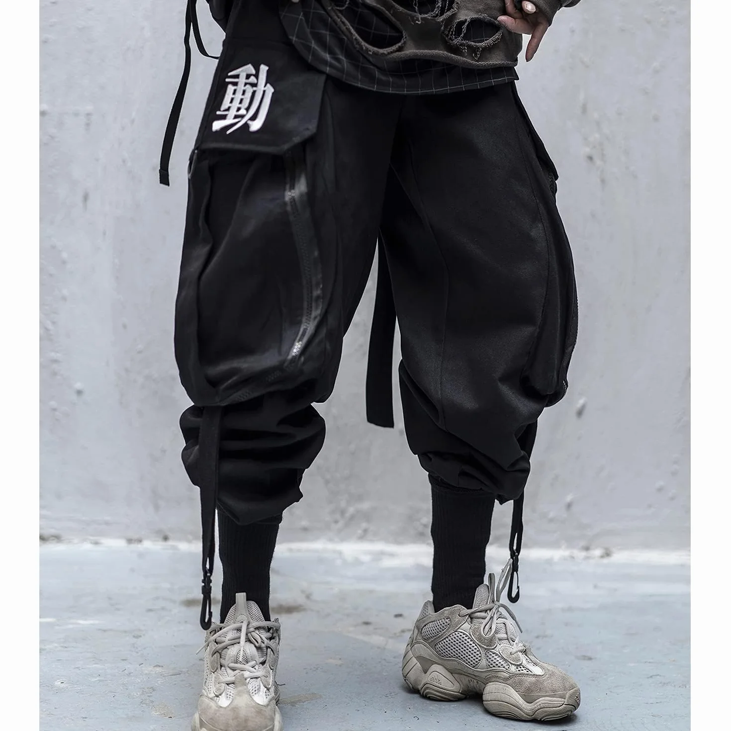 Niepce Inc Streetwear Techwear Cargo Pants Męskie japońskie spodnie cargo w stylu streetwearowym ze wzorem