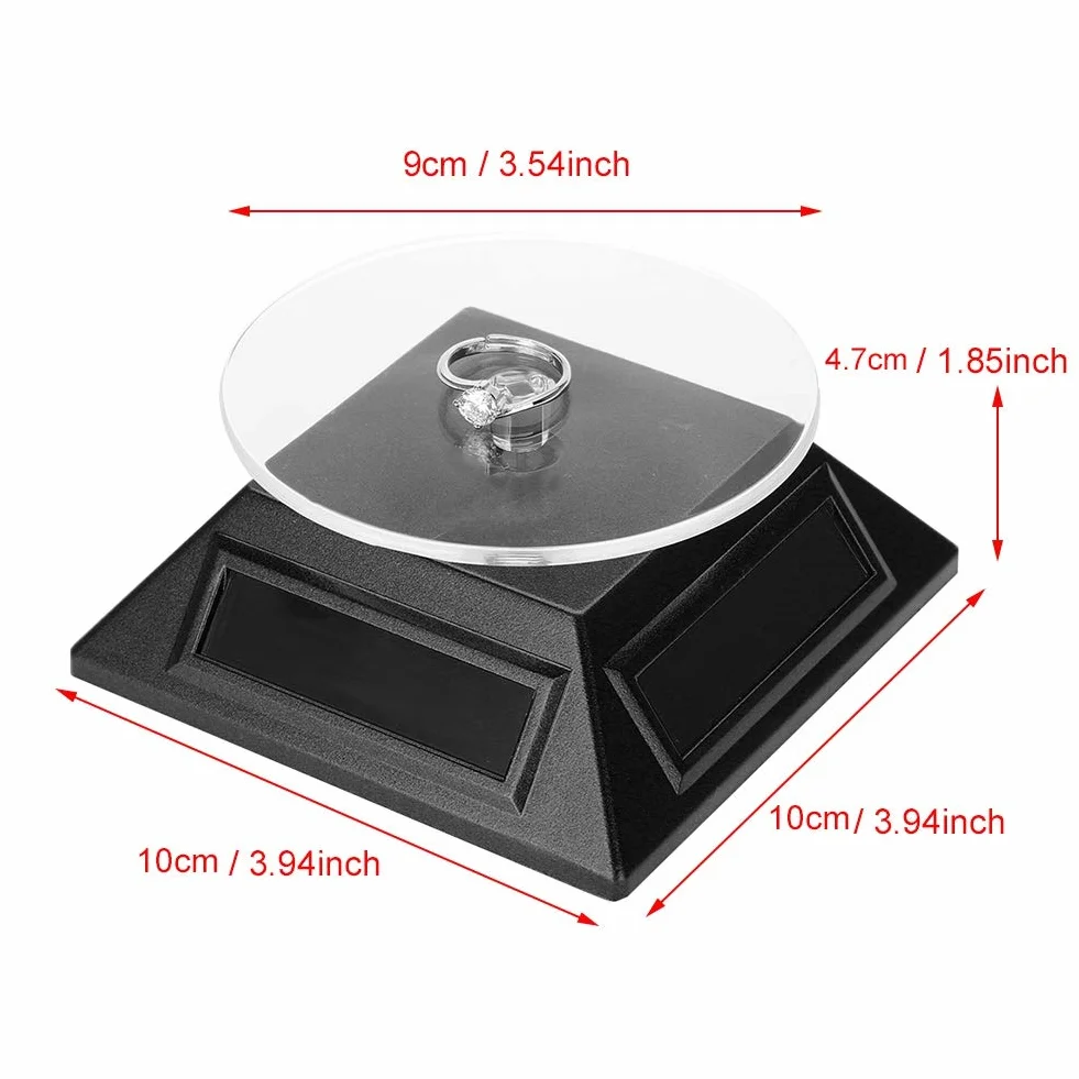 Stojak Obrotowy, Prezentacja Solarna 360 Stopni Obrotowy Organizer, Gramofon Na Produkty Fotograficzne, Biżuteria, Ciasto(Czarny)