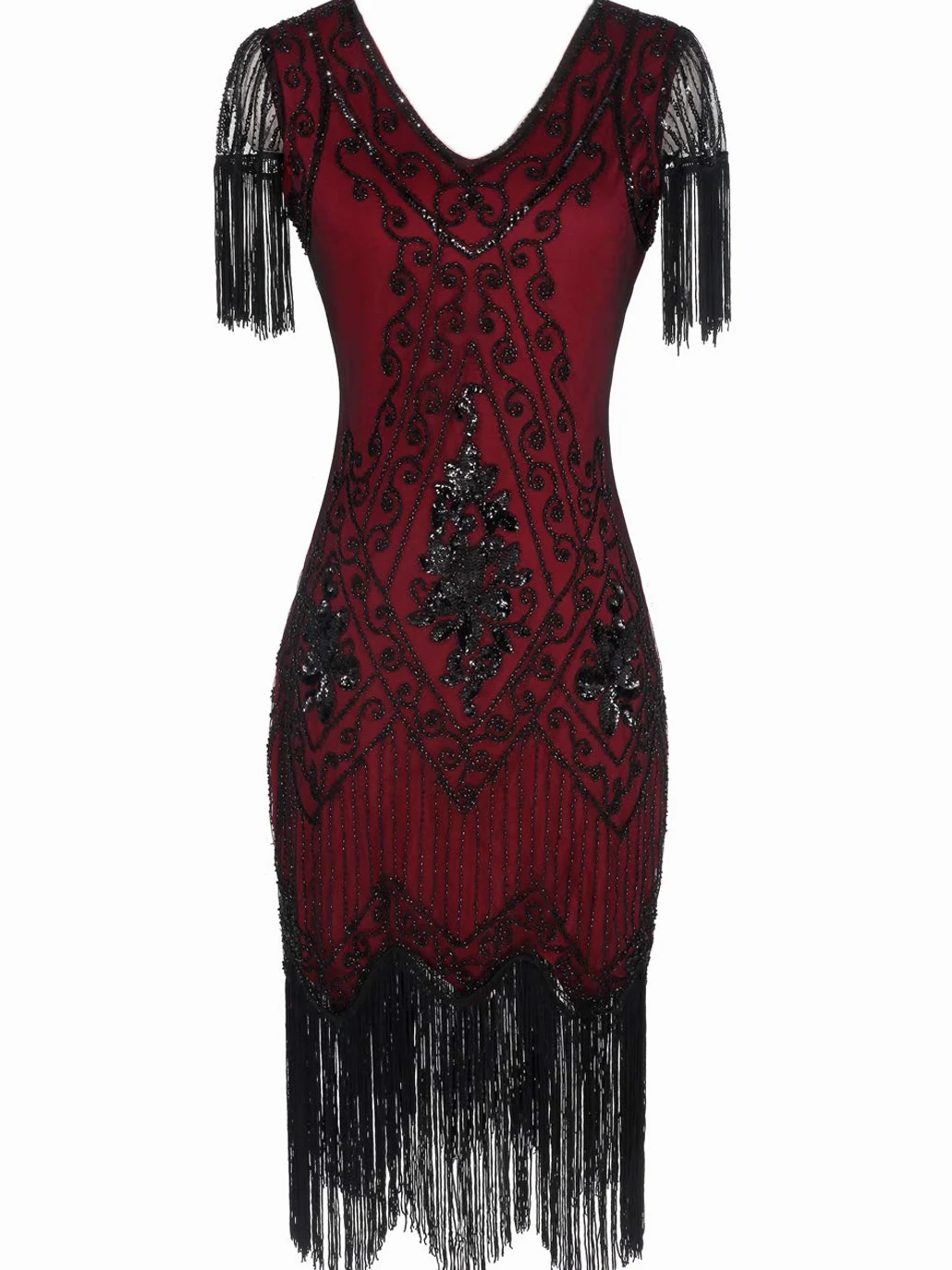 MISSCHEN Sukienka damska z lat 20. XX wieku w stylu art deco z cekinami Gatsby kostium sukienka z rękawem YLS018
