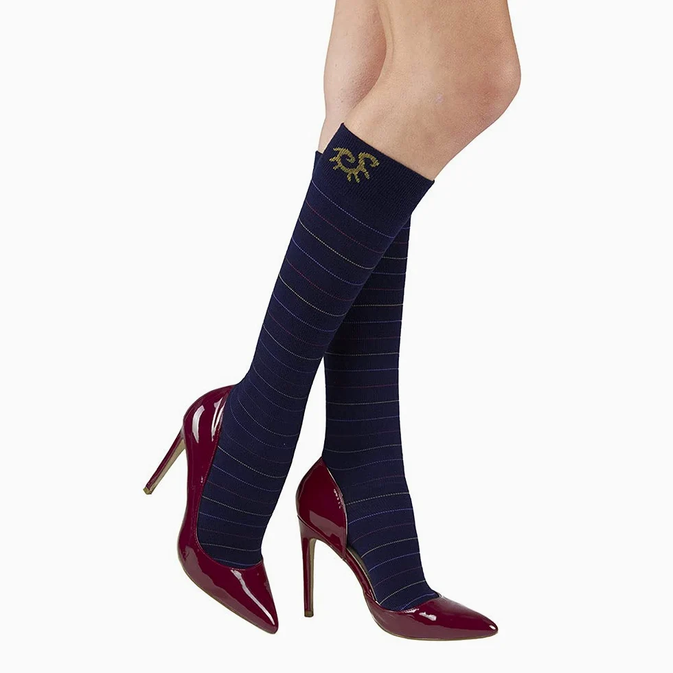 SOLIDEA Unisex Socks for You Bamboo Merino Śmieszne kompresyjne 18/24 mmHg, granatowy, Small