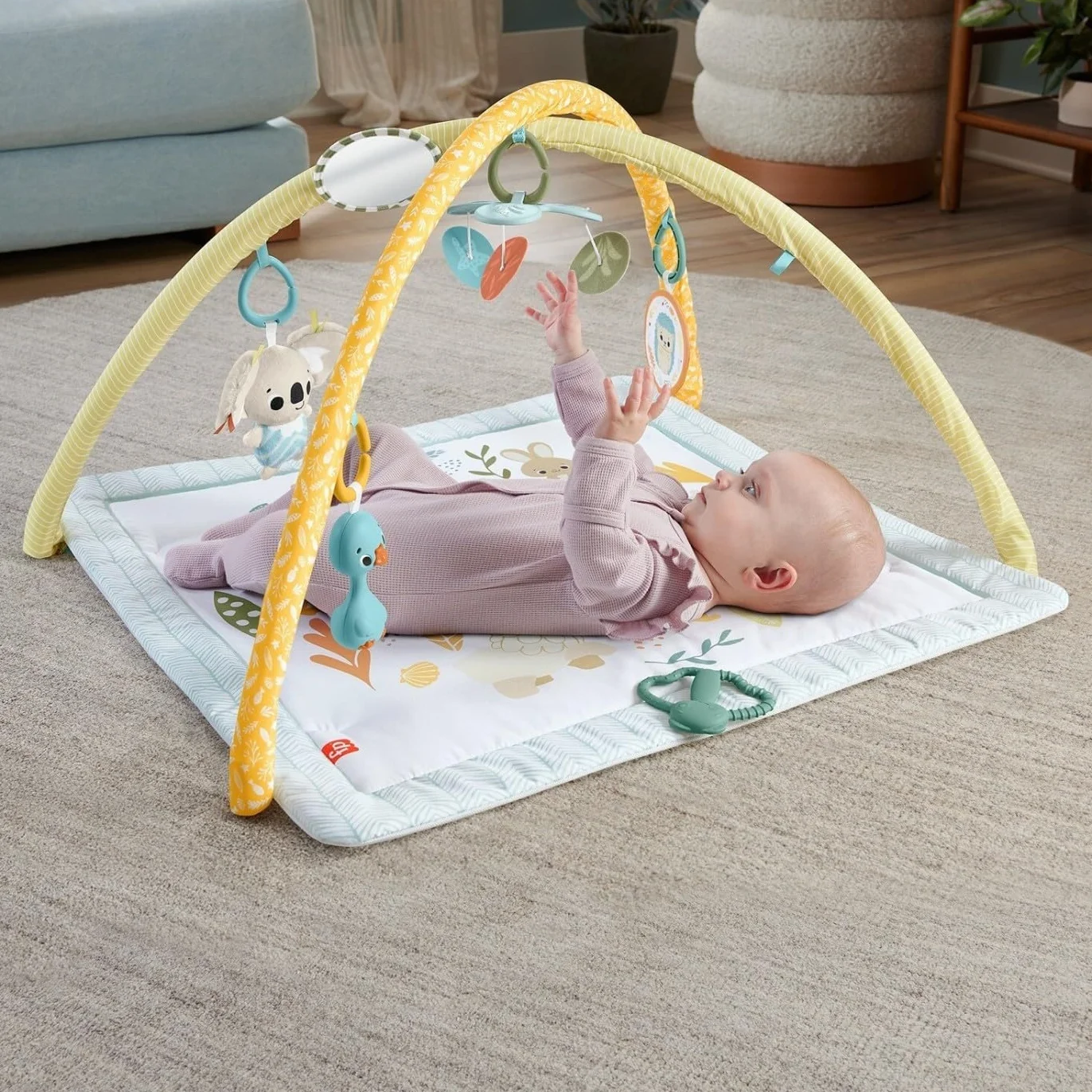 Fisher-Price Mata sensoryczna premium dla niemowląt z 6 przenośnymi zabawkami sensorycznymi, HRB15