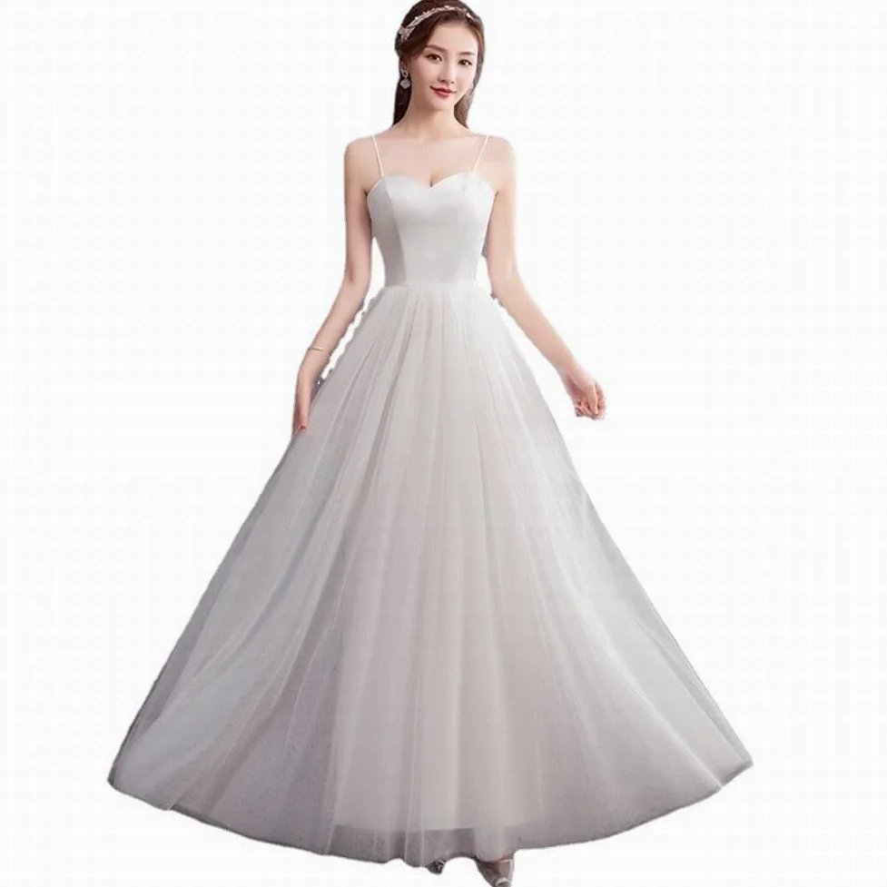 Moda ślubna Suknia ślubna w stylu europejskim Suknia damska prosta, slingowa, rękodzieło Elegancka sukienka damska Zabawna sukienka męska, biała-12, biała-12,White-12