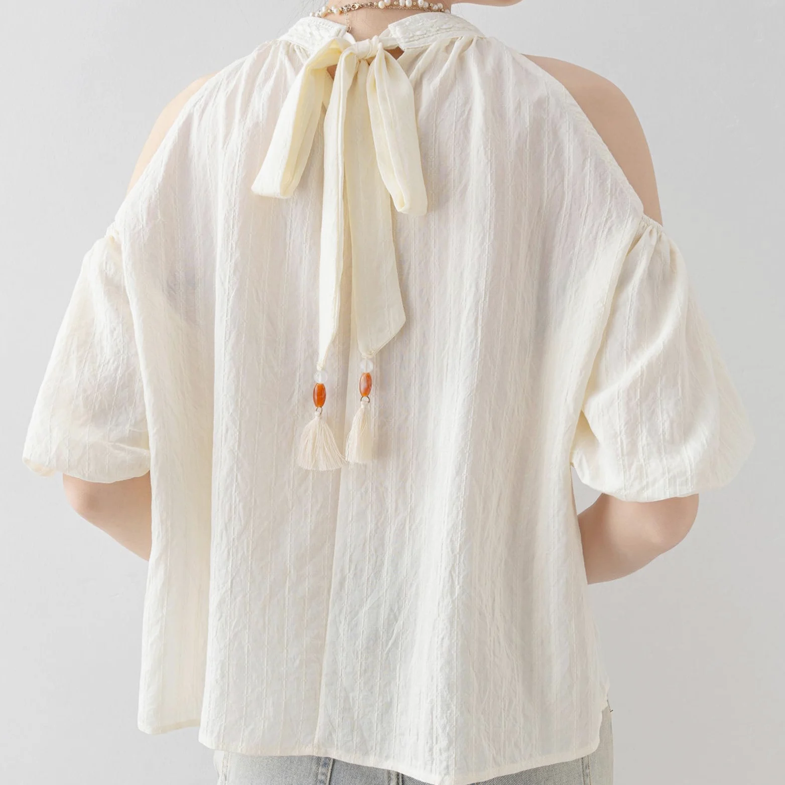 Damskie letnie koszule z krótkim rękawem, odsłonięte ramiona, dekolt halter, casualowa bluzka na wakacje