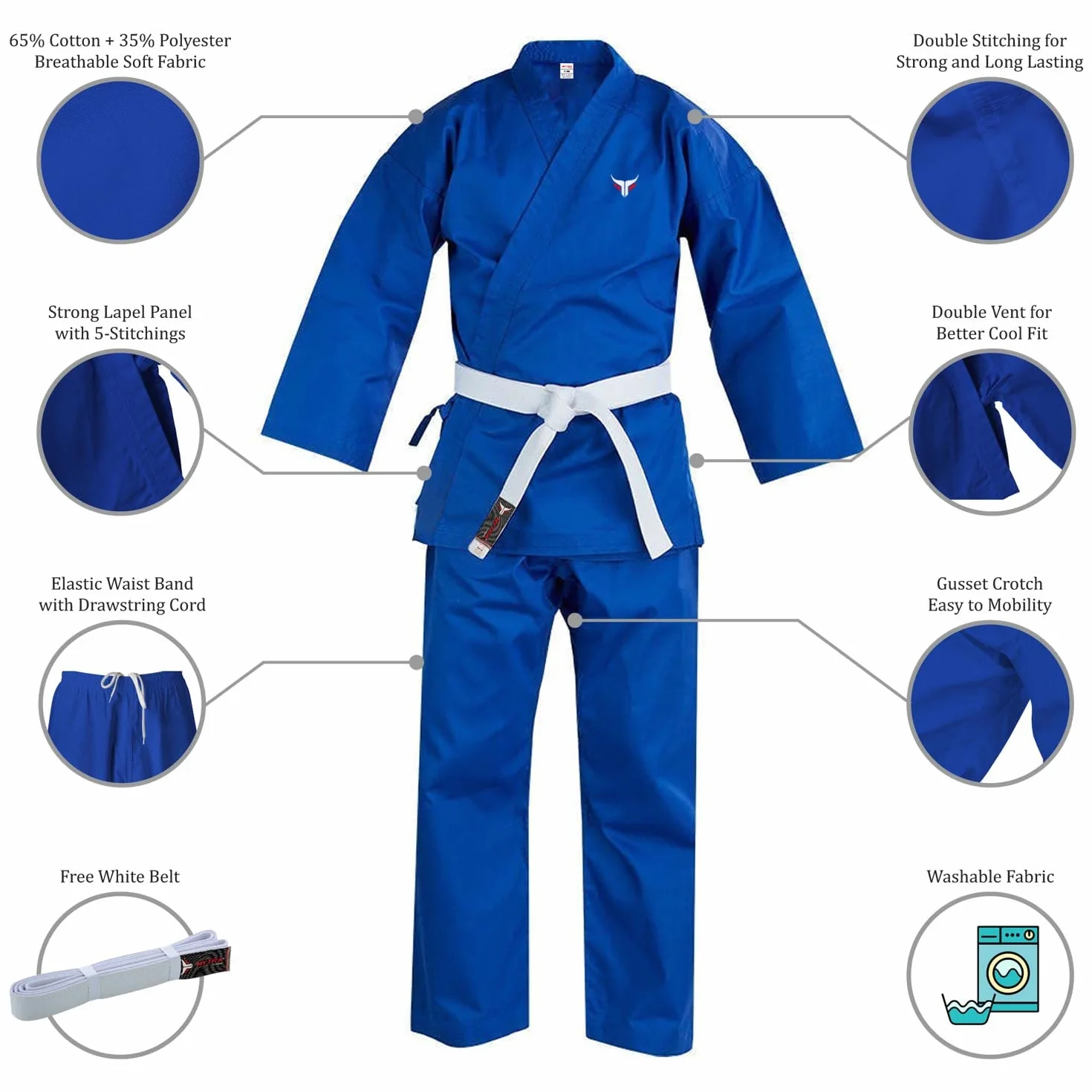 Mytra Fusion Karate Suit Uniform w wielu rozmiarach i kolorach, ultralekki strój do karate dla mężczyzn, kobiet i dzieci