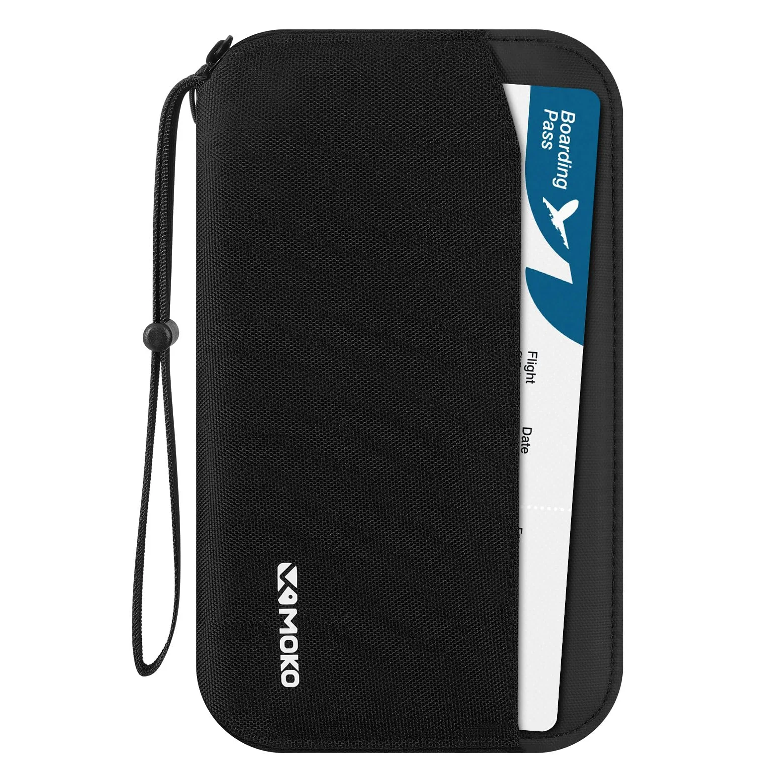 MoKo Passport Holder Family, RFID Passport Wallet for Men and Women, Travel Passport Holder with Multiple Compartments, Travel Document Organzier for Cards, ID, Tickets, Keys, Black