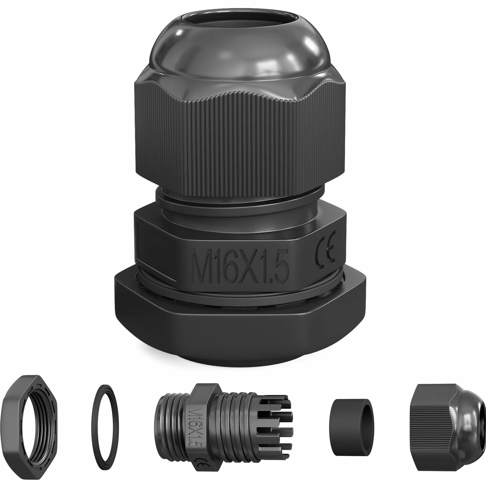 hb-digital Dławik kablowy M16 do kabli o średnicy 5-10 mm, IP68, pyłoszczelny i wodoszczelny, z gumową uszczelką, przeciwnakrętką, listwami zaciskowymi, tulejką zaciskową, izolacją, wprowadzeniem