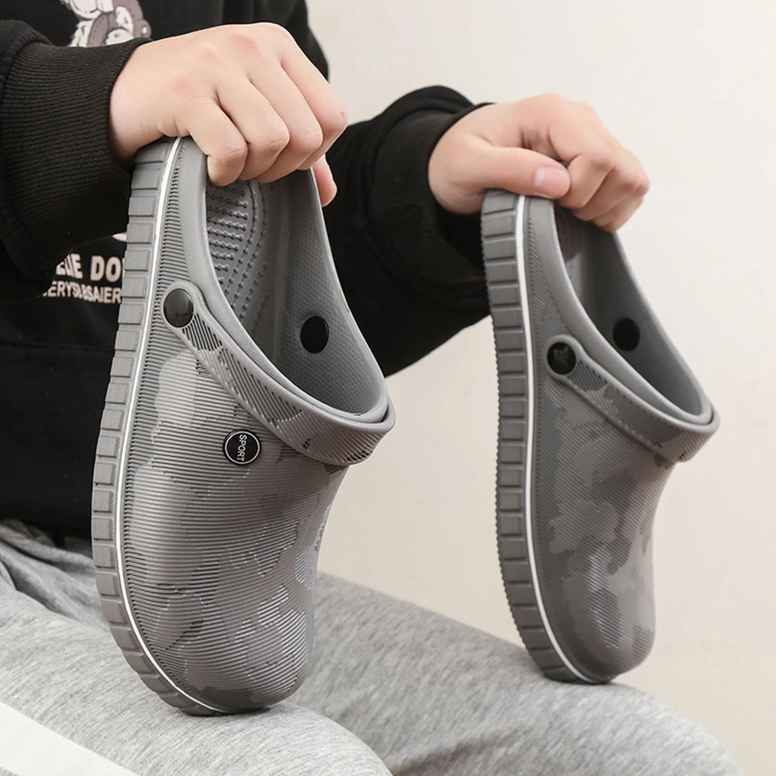 SECHRITE Męskie chodaki ogrodowe, chodaki, gumowe, męskie, buty robocze, pantofle, lekkie gumowe buty do kuchni, szpitala