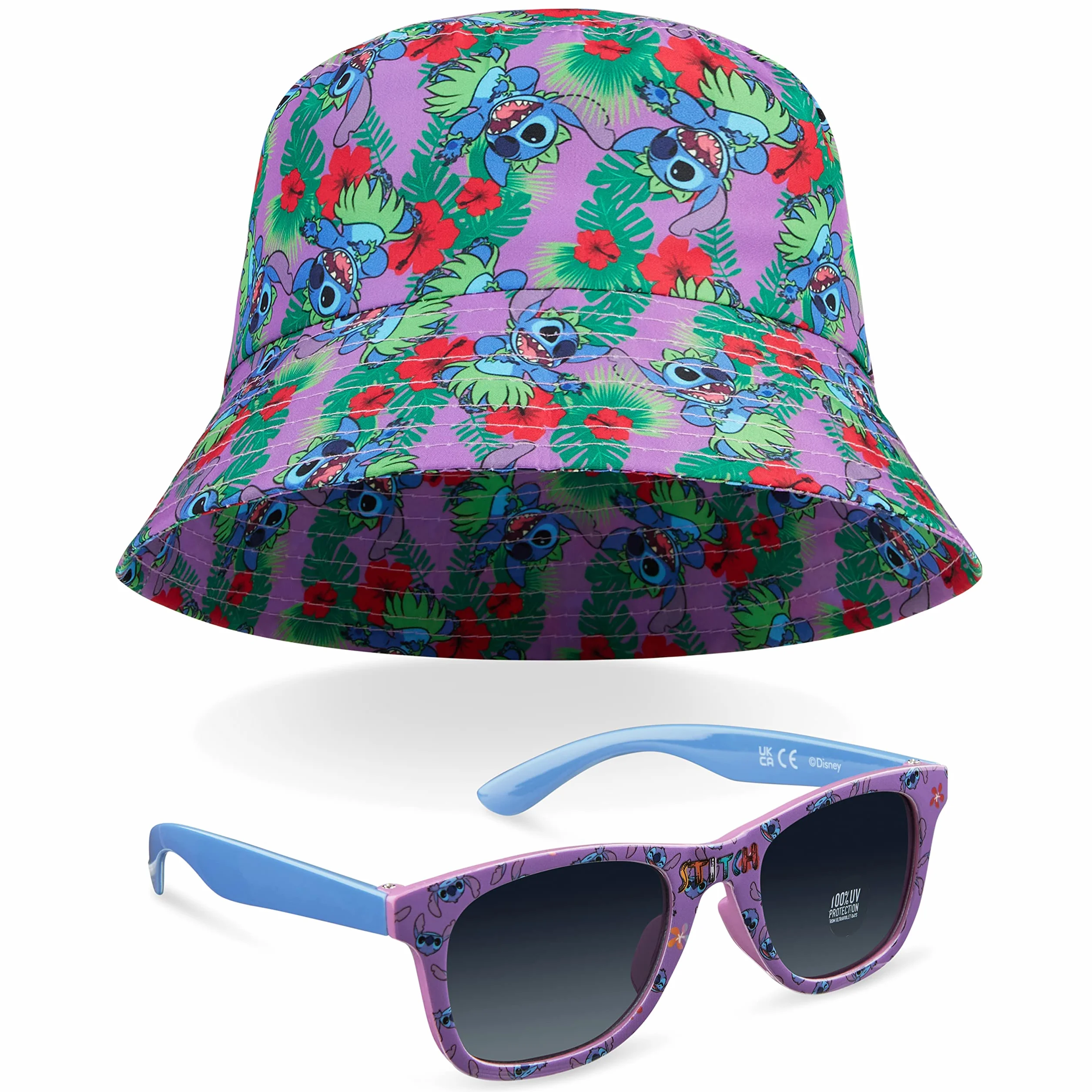 Disney Stitch Okulary Przeciwsłoneczne i Kapelusz Letni Zestaw Akcesoriów dla Dziewczynek Ochrona UV