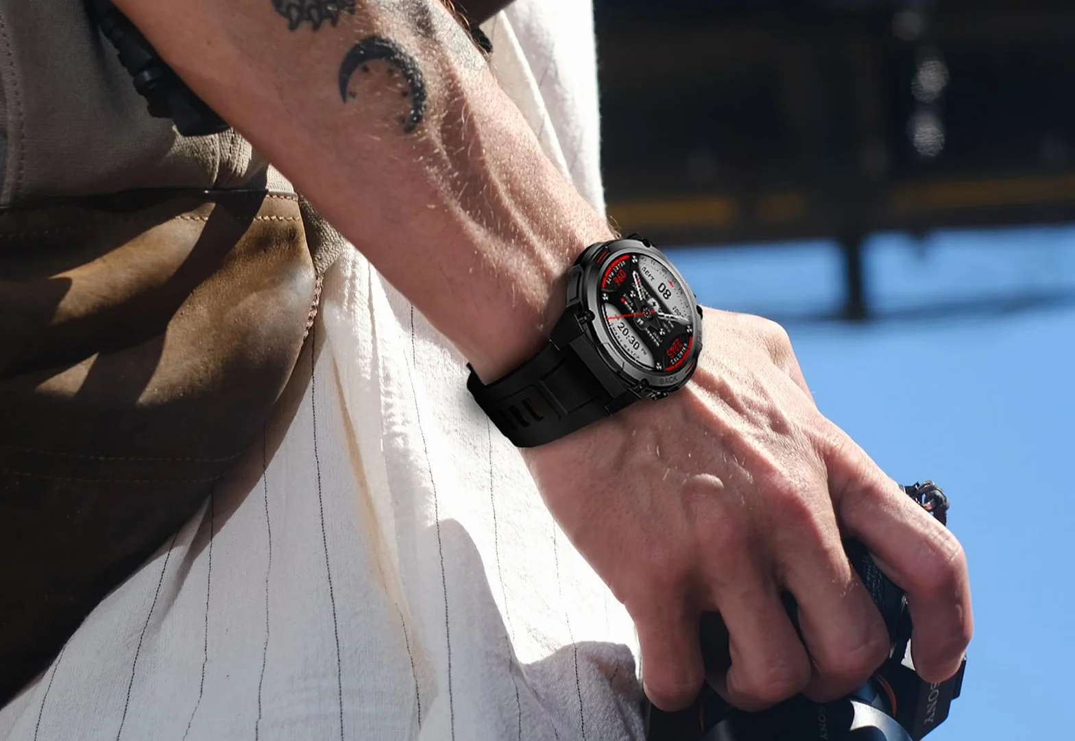 Maxcom - FW63 Cobalt Pro Smartwatch – zegarek fitness i sportowy – dla mężczyzn – wodoodporny – z monitorowaniem ciśnienia krwi, tętna i snu – wytrzymały – bardzo mocny akumulator – okrągły – z gumową