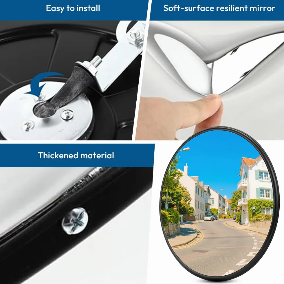 Lustro drogowe 30 cm, wypukłe lustro okrągłe z uchwytem, lustro szerokokątne 130° do garażu, wjazdu, magazynu, lustro uliczne, lustro wyjazdowe i pomoc parkingowa, lustro paraboliczne, lustro garażowe
