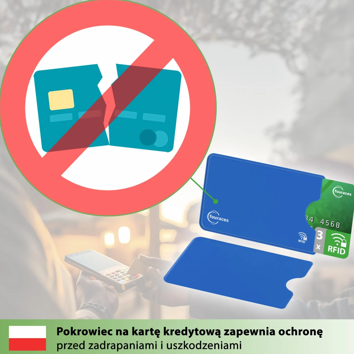 fouraces 3x etui ochronne z blokadą RFID – różne kolory – zabezpieczenie przed kradzieżą danych – etui NFC – etui na karty kredytowe i karty EC, etui na karty EC na karty bankowe