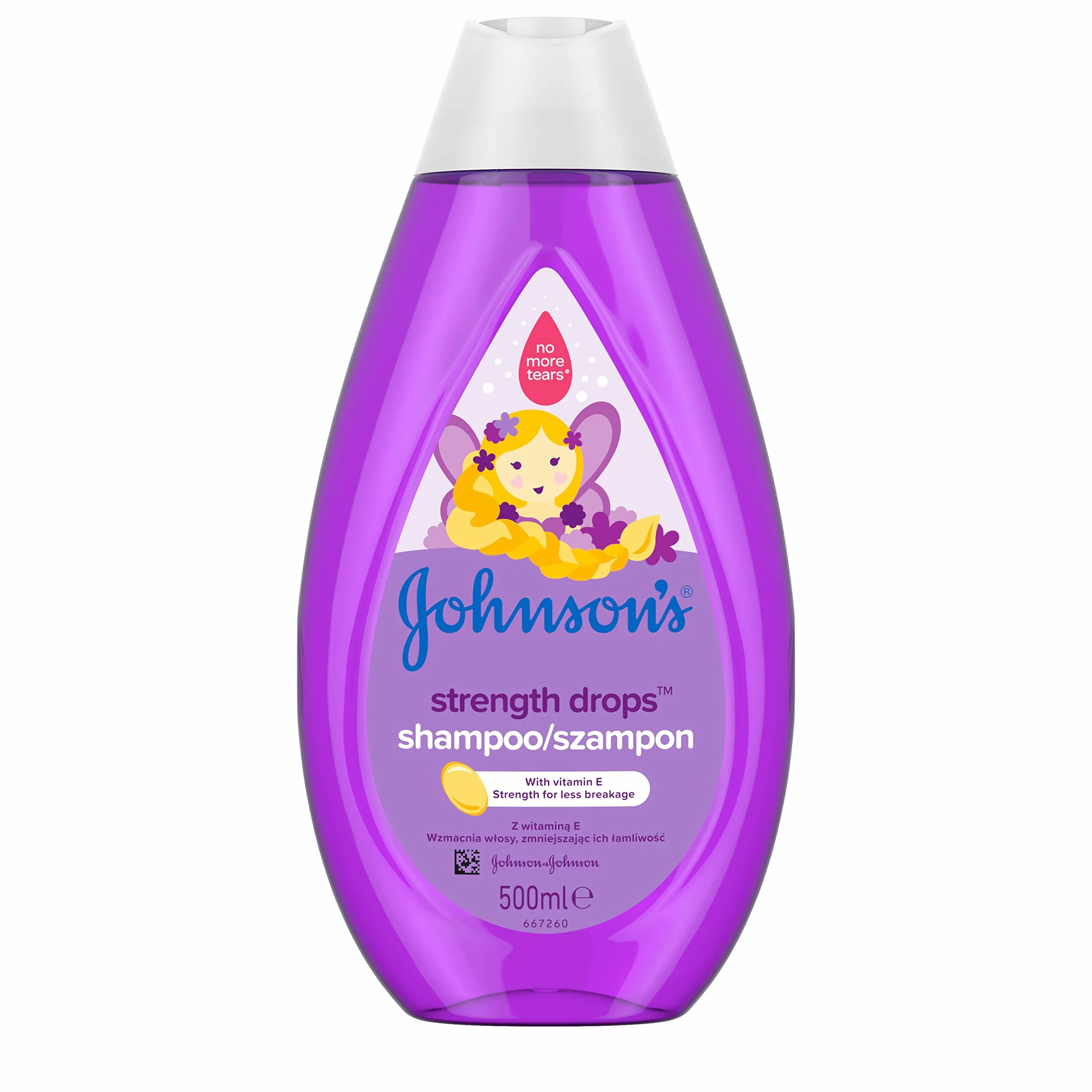 Johnson's Strength Drops szampon 500 ml, Szampon z witaminą E przeznaczony do pielęgnacji włosów, które wymagają wzmocnienia. Zmniejsza łamliwość włosów.