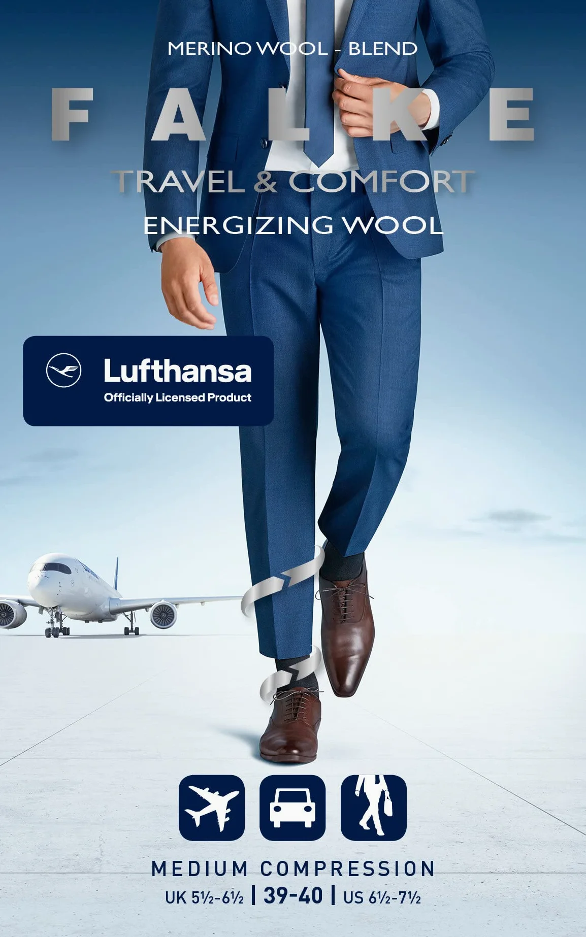 FALKE Mężczyźni Podkolanówki Energizing Wool M Kh Wełna Merynosa kompresyjne 1 Para, Brązowy Brown 5930, 43-44