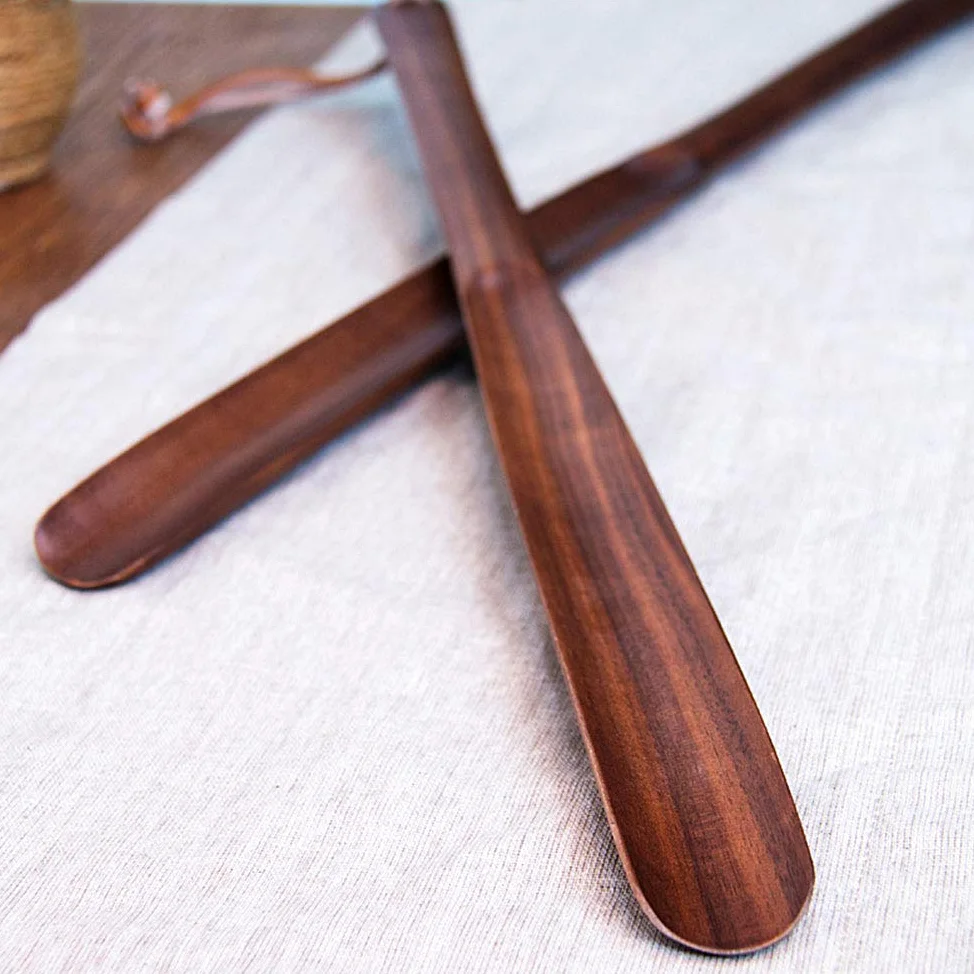 Healifty Łyżka do butów drewniana długa rączka stabilne buty akcesoria czarny orzech włoski 50 cm, jak na zdjęciu, 50x3x1.1cm