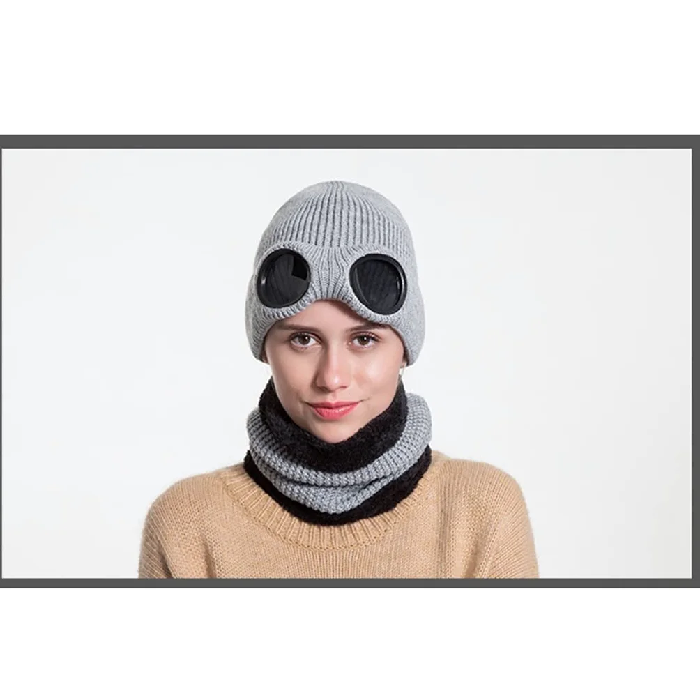 Czapki zimowe damskie Czapki gruba ciepła czapka Skullies Czapka damska czapka na zewnątrz apaszka (kolor: C, rozmiar: jeden rozmiar)