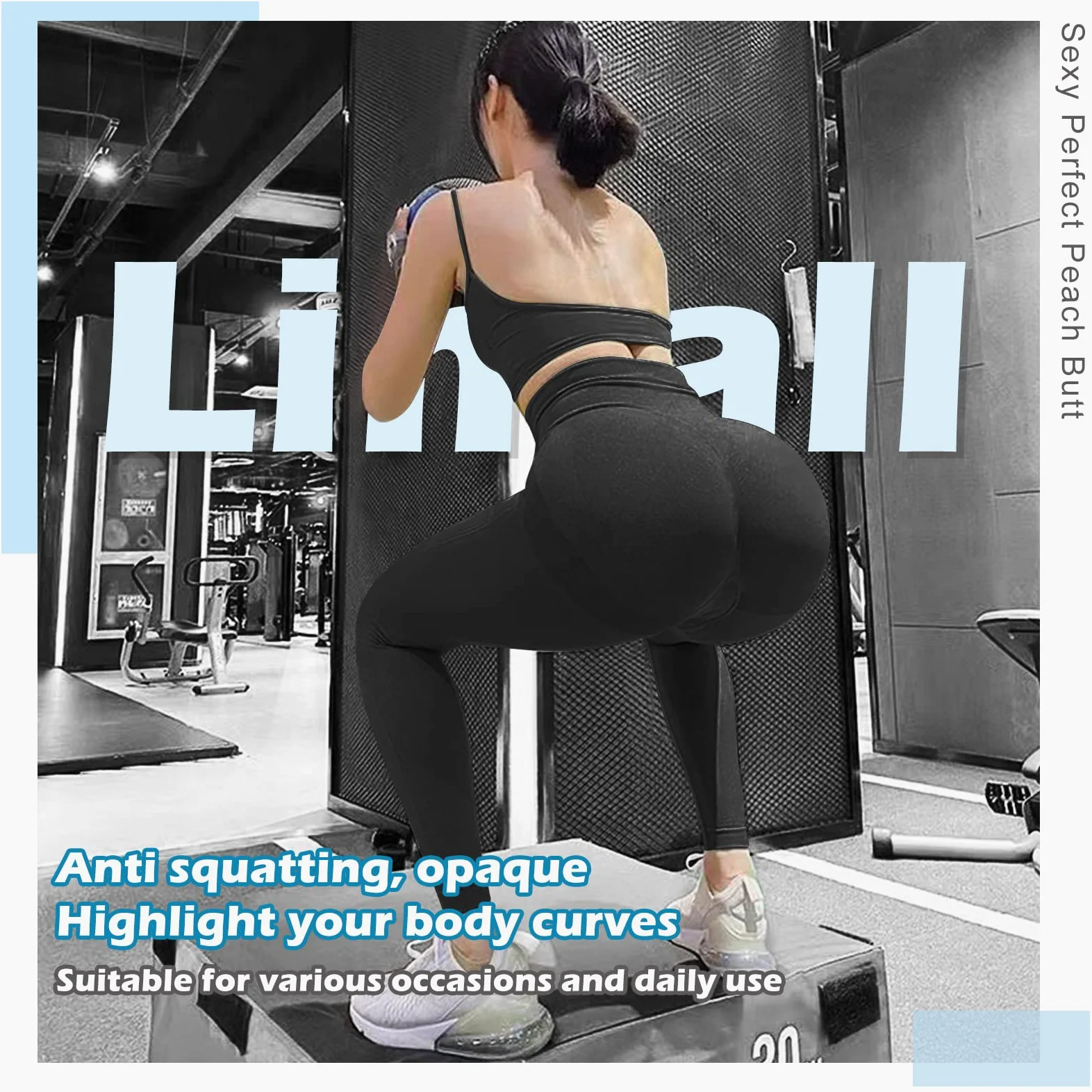 Lishang Sportowe legginsy damskie z wysokim stanem, nieprzejrzyste, z efektem Scrunch Butt, Push Up Booty, spodnie sportowe, bezszwowe, na siłownię, jogę, fitness, sportowe legginsy