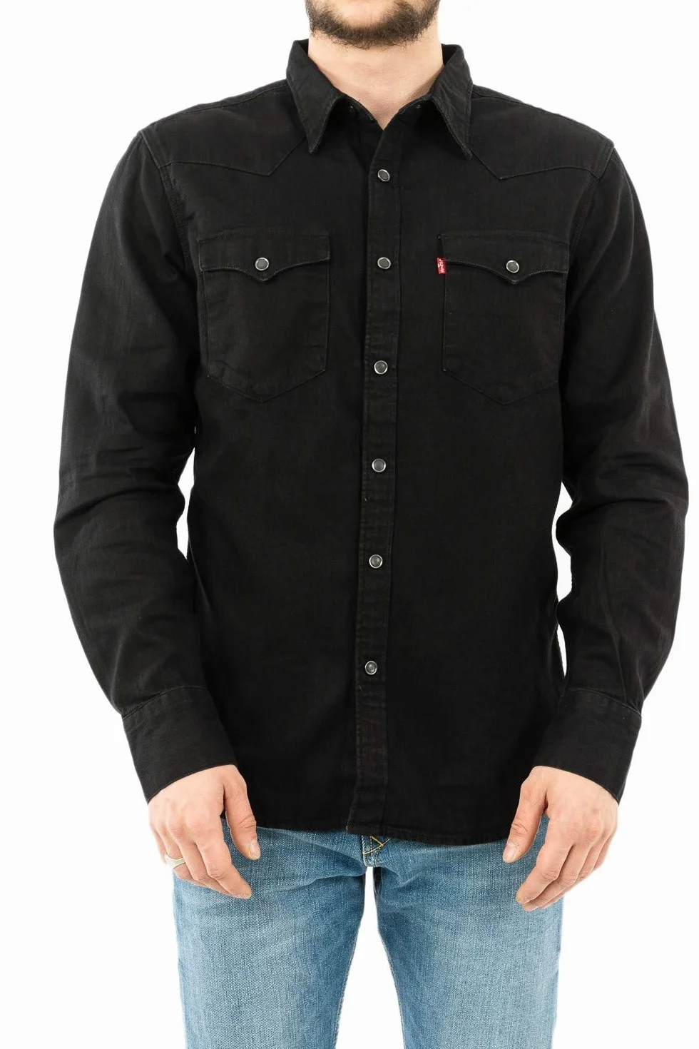 Levi's Mężczyźni Barstow Western Standard Shirt, Marble Black Denim Rinse, L