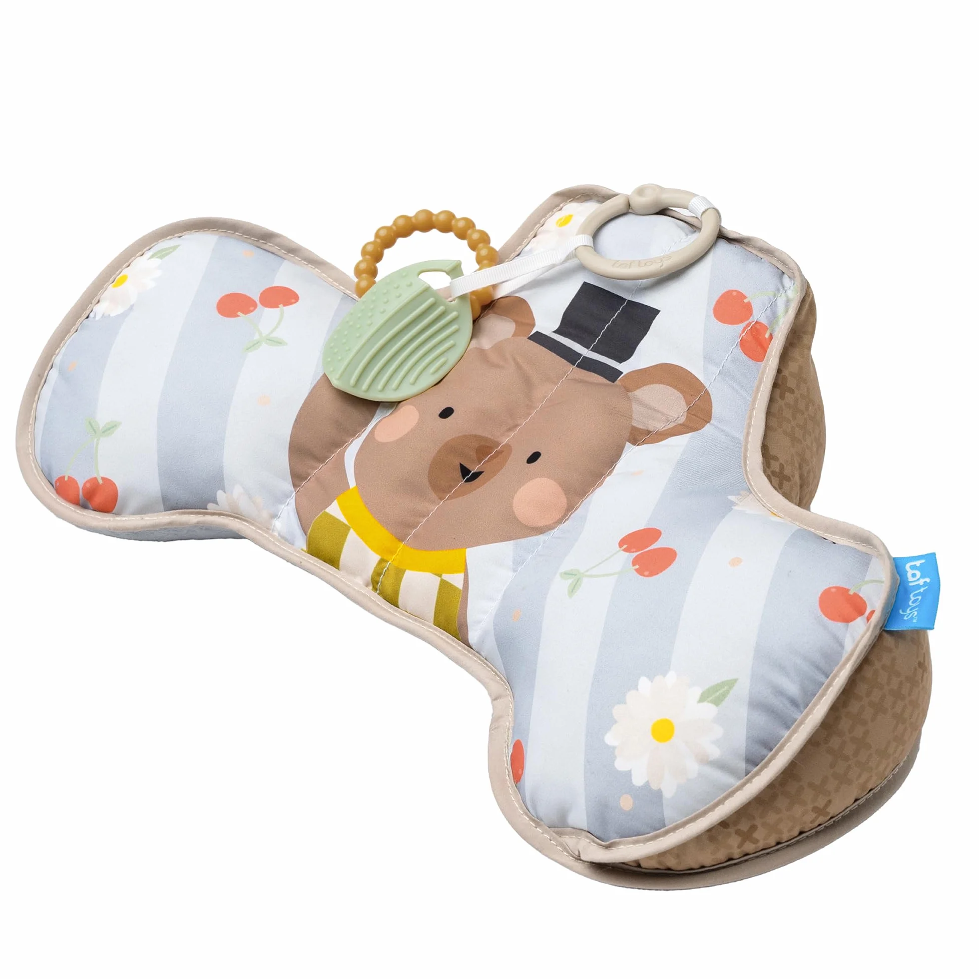 Poduszka Tummy Time Baby Bear - Poduszka brzuszna z 2 wyjmowanymi zabawkami - rozwój motoryki i mięśni szyi - od urodzenia - 40x27x11 cm - 13715