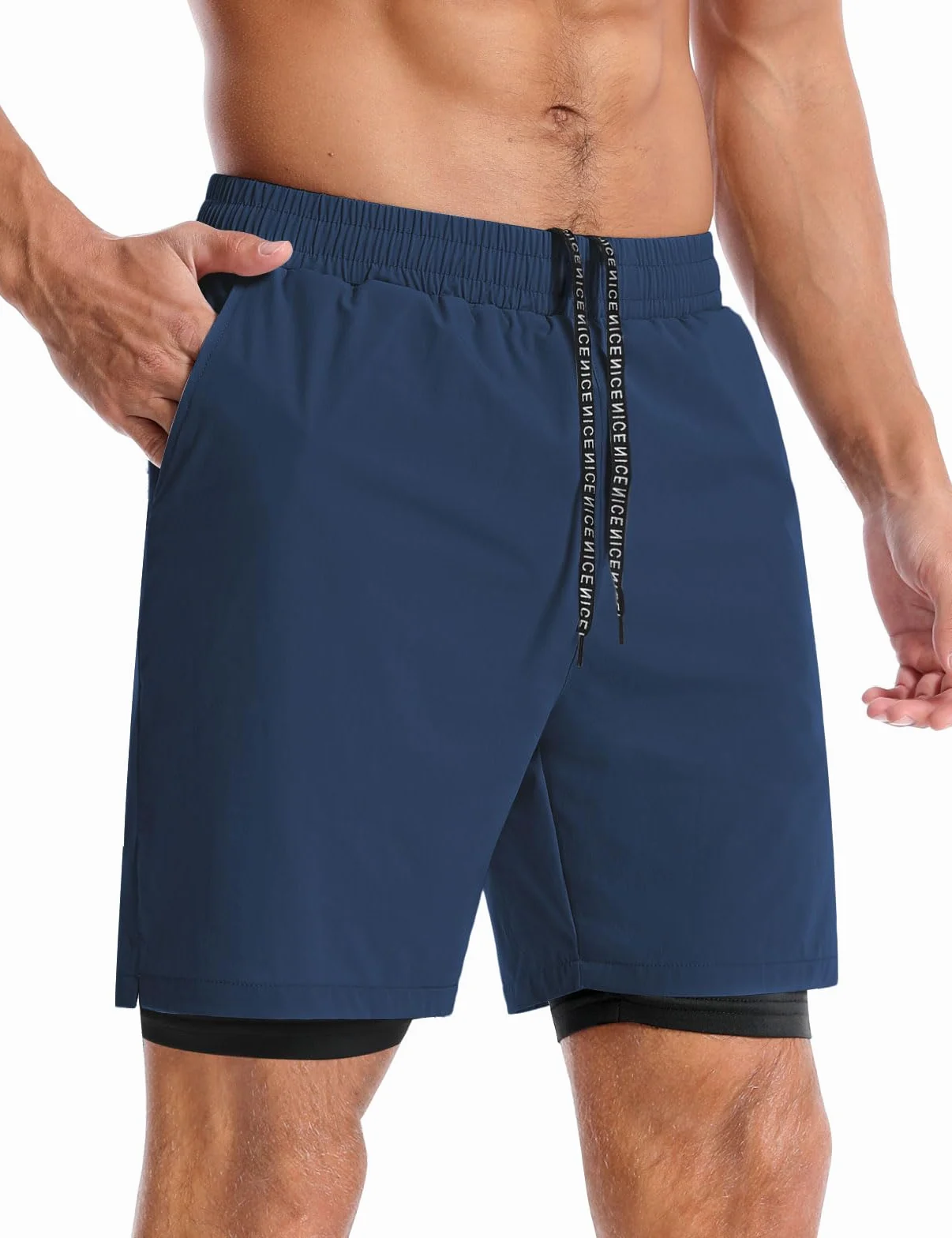 Aolesy Męskie spodenki do biegania 15 cm / 18 cm szybkoschnące spodenki treningowe na siłownię z kieszeniami, trening tenisowy lekkoatletyczny (bez wkładki i wkładki)