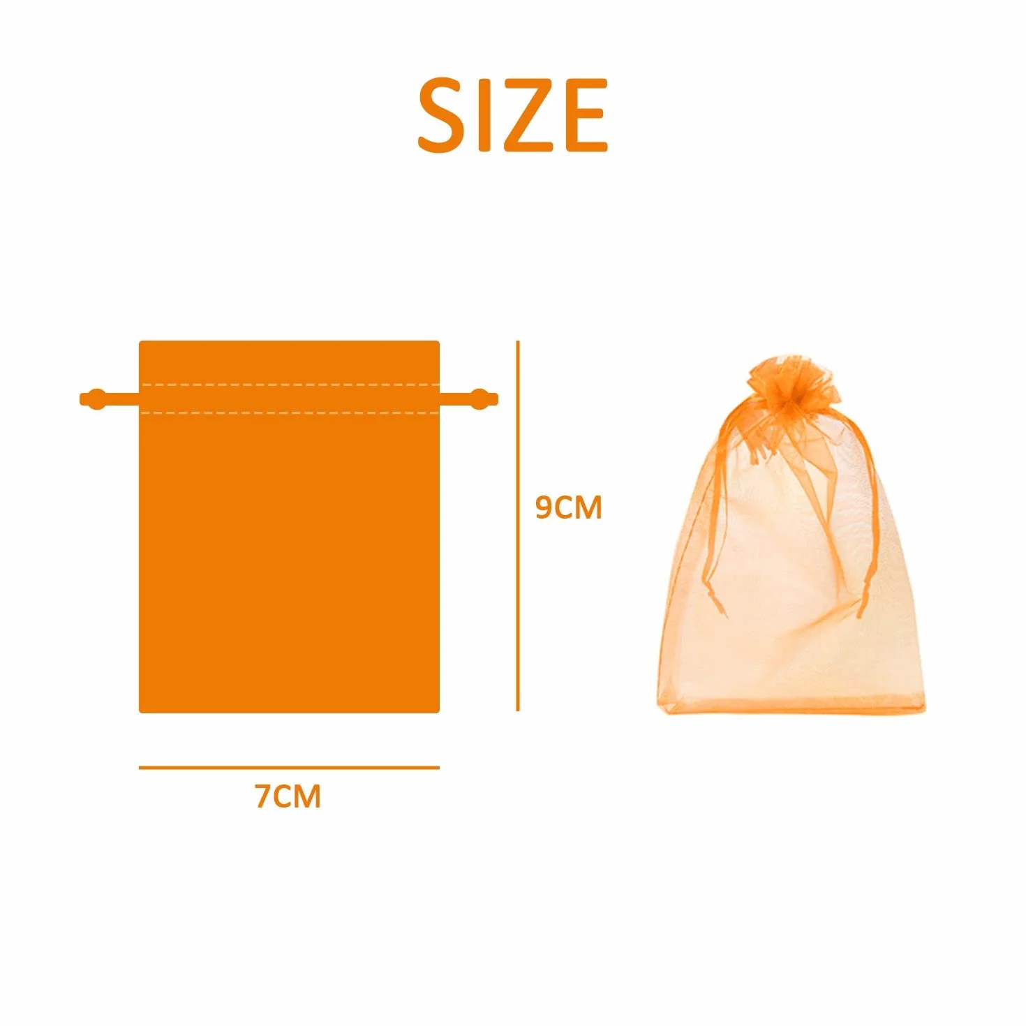 Torebki z organzy, 100 sztuk, kolorowe woreczki na cukierki, na ślub, urodziny, komunię, prezent, cukierki, biżuteria, ze sznurkiem (7 x 9 cm)