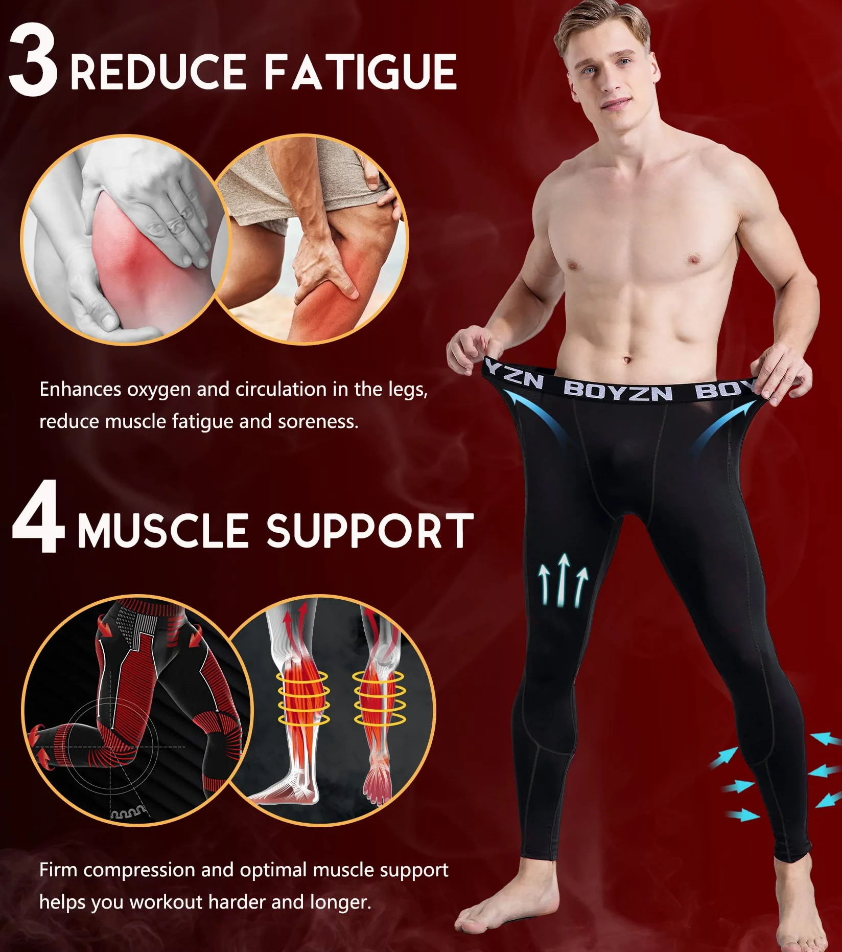 Boyzn 1 lub 2,3 pary męskich spodni kompresyjnych, bielizna funkcyjna, legginsy sportowe dla mężczyzn, długie rajstopy, legginsy fitness z kieszeniami/bez kieszeni, do biegania, jazdy na rowerze