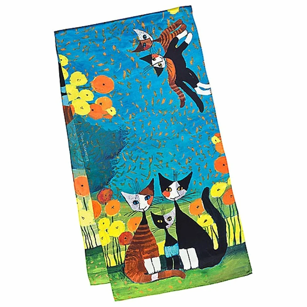 VON LILIENFELD apaszka damska 100% jedwab Rosina Wachtmeister All together motif scarf jedwabna apaszka 172 x 42 cm