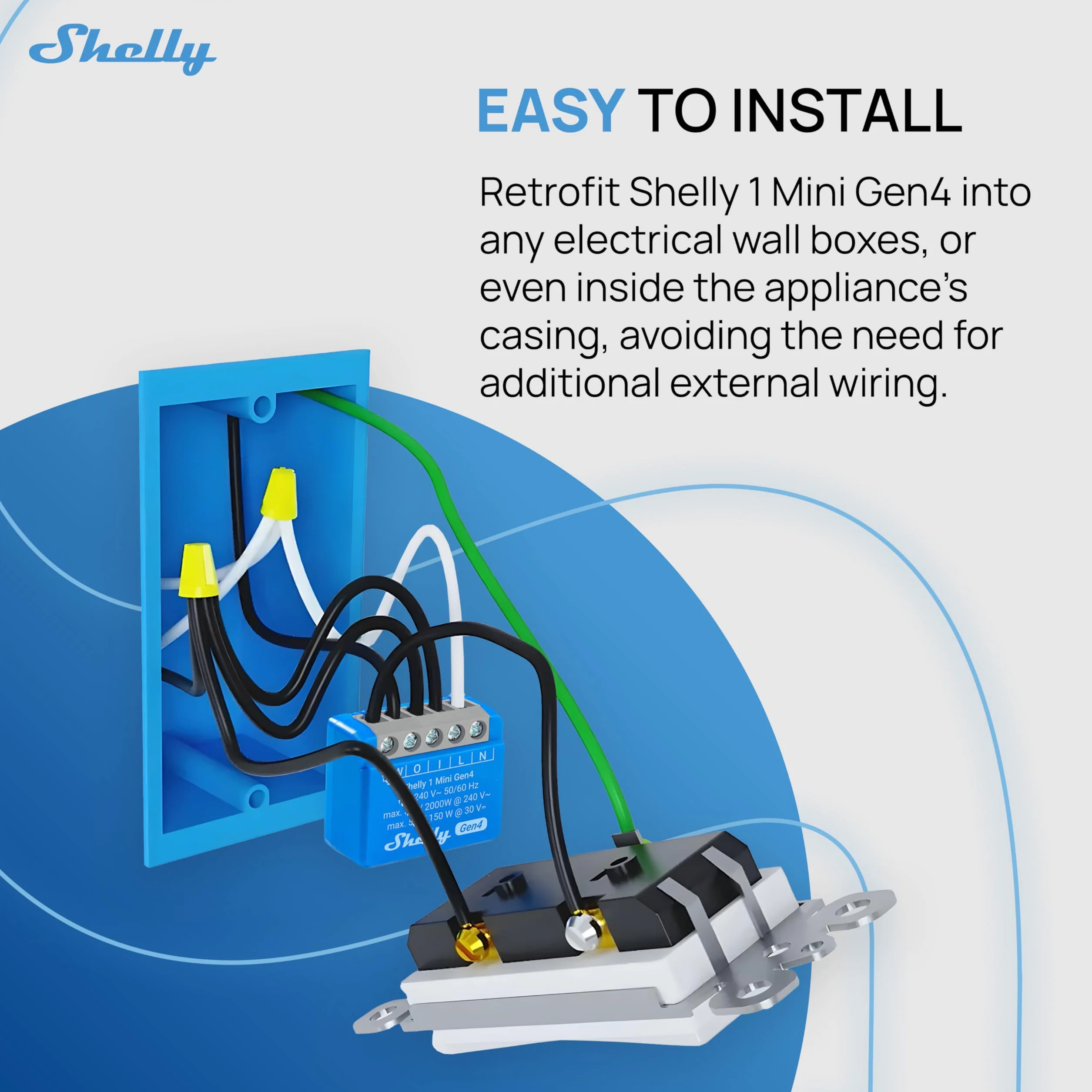 Shelly 1 mini Gen4, inteligentny przekaźnik Wi-Fi, 1 kanał, 8 A, kontakt bez potencjałów, automatyka domowa, zdalne sterowanie, nie wymaga koncentratora, Alexa, Google Home, Apple HomeKit, Zigbee