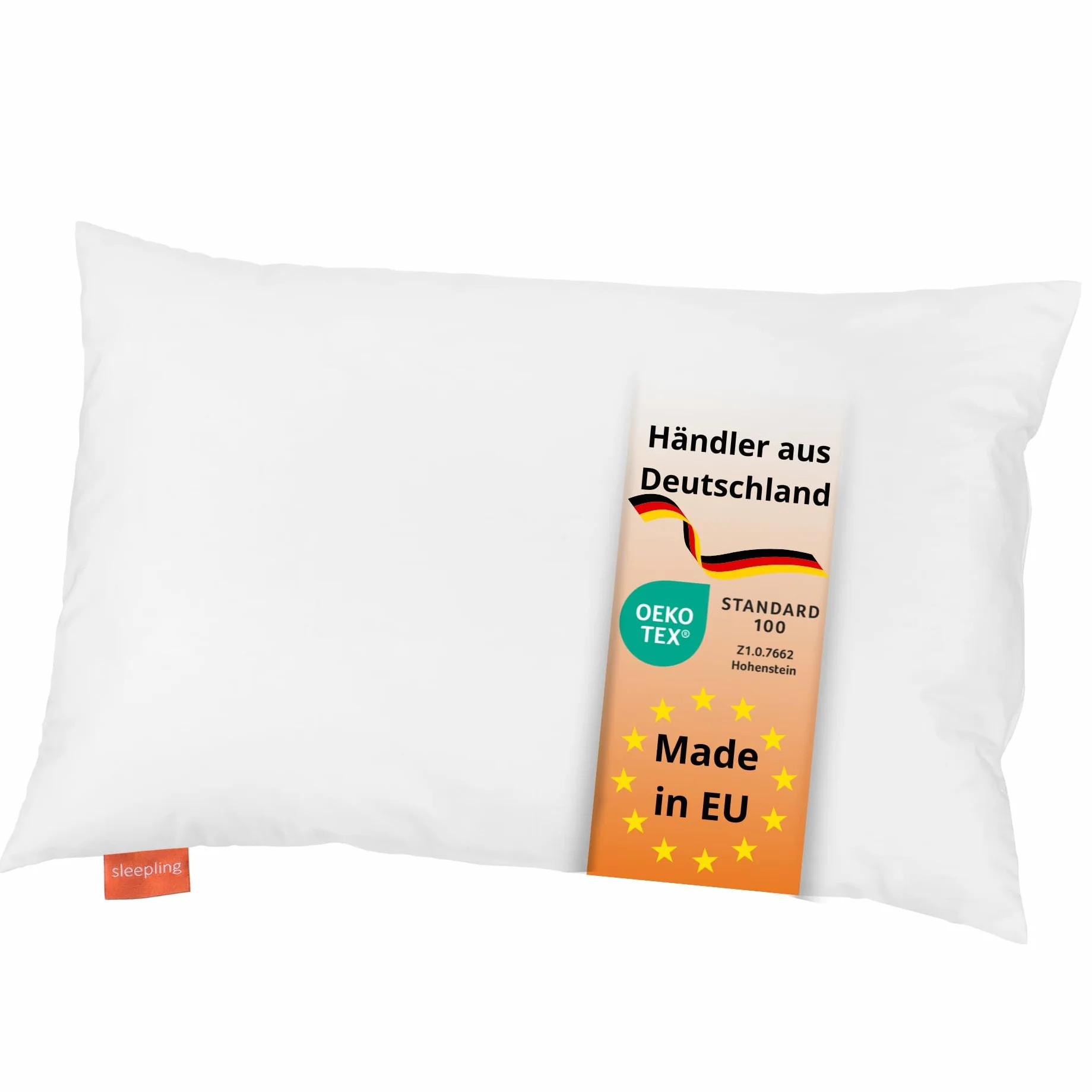 sleepling Poduszka dla dzieci 40x60 cm, poduszka z 100% bawełny, poduszka dla niemowląt 40 x 60 cm, poduszka z zamkiem bezpiecznym dla dzieci, Oeko-TEX, wyprodukowana w UE, możliwość prania w