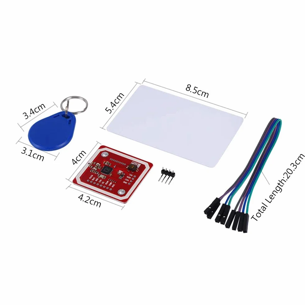 ASHATA PN532 NFC Zestaw modułów RFID do czytnika komunikacji bliskiego pola obsługuje I2C SPI HSU z białą kartą S50 do telefonu z systemem Android