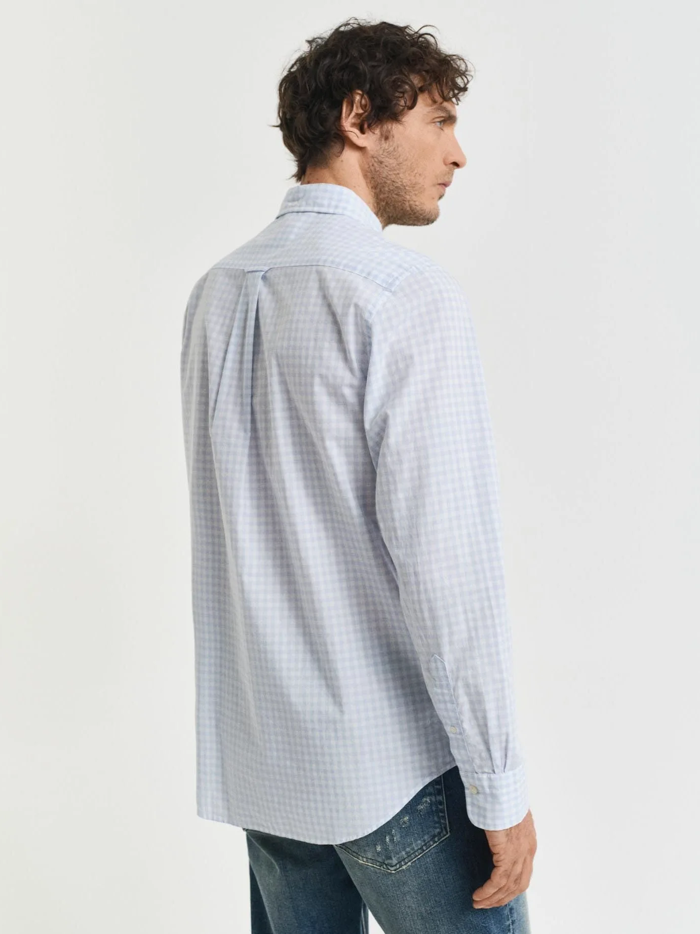 GANT Męska koszulka REG POPLIN Gingham, klasyczna koszula, jasnoniebieska, standardowa, jasnoniebieski, 4XL