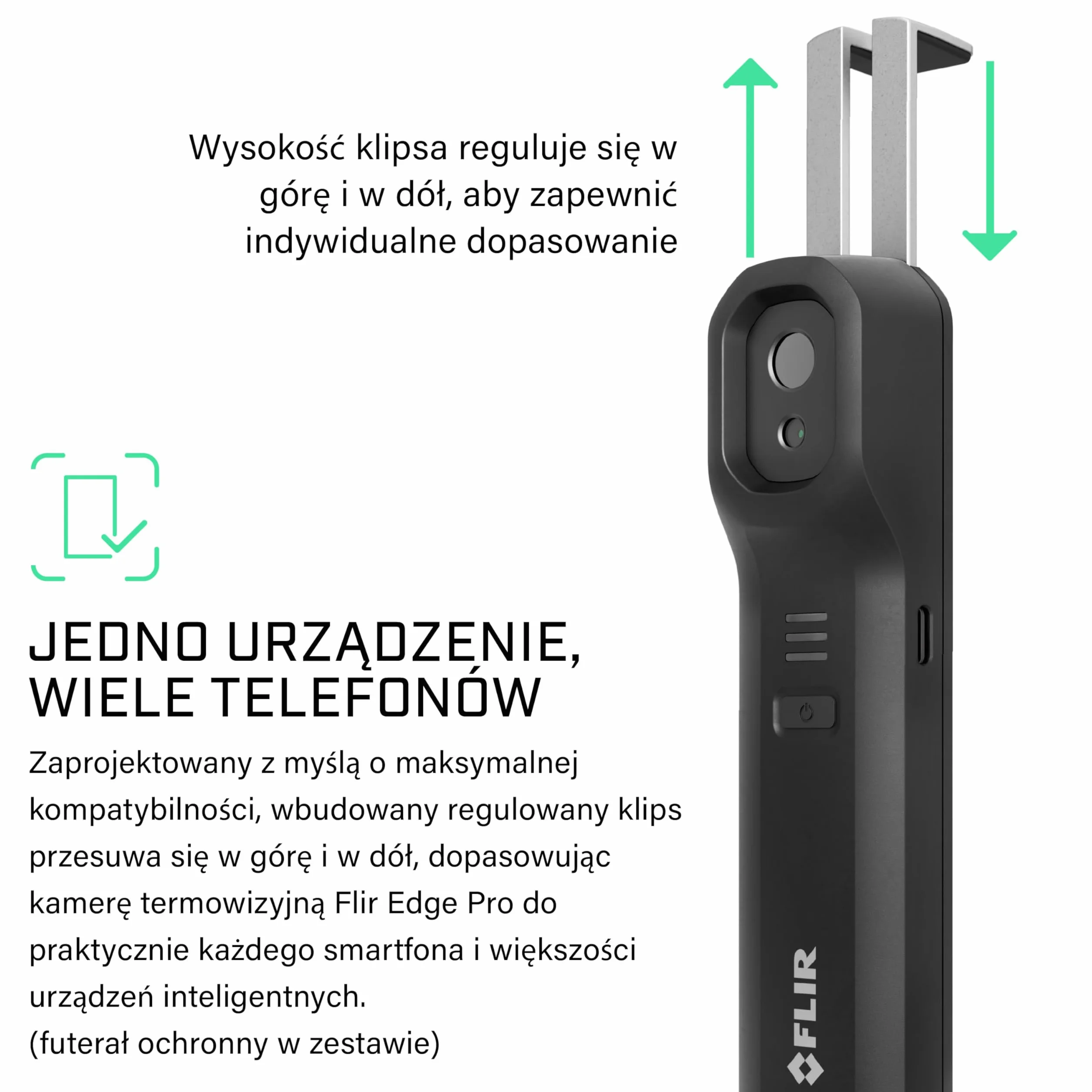 FLIR EDGE Pro - Bezprzewodowa Kamera Termowizyjna Bluetooth Do Smartfonów, Kompatybilna Ze Wszystkimi UrząDzeniami Z Systemem iOS I Android, Superrozdzielczość 320x240 (Natywna Podczerwień 160x120)