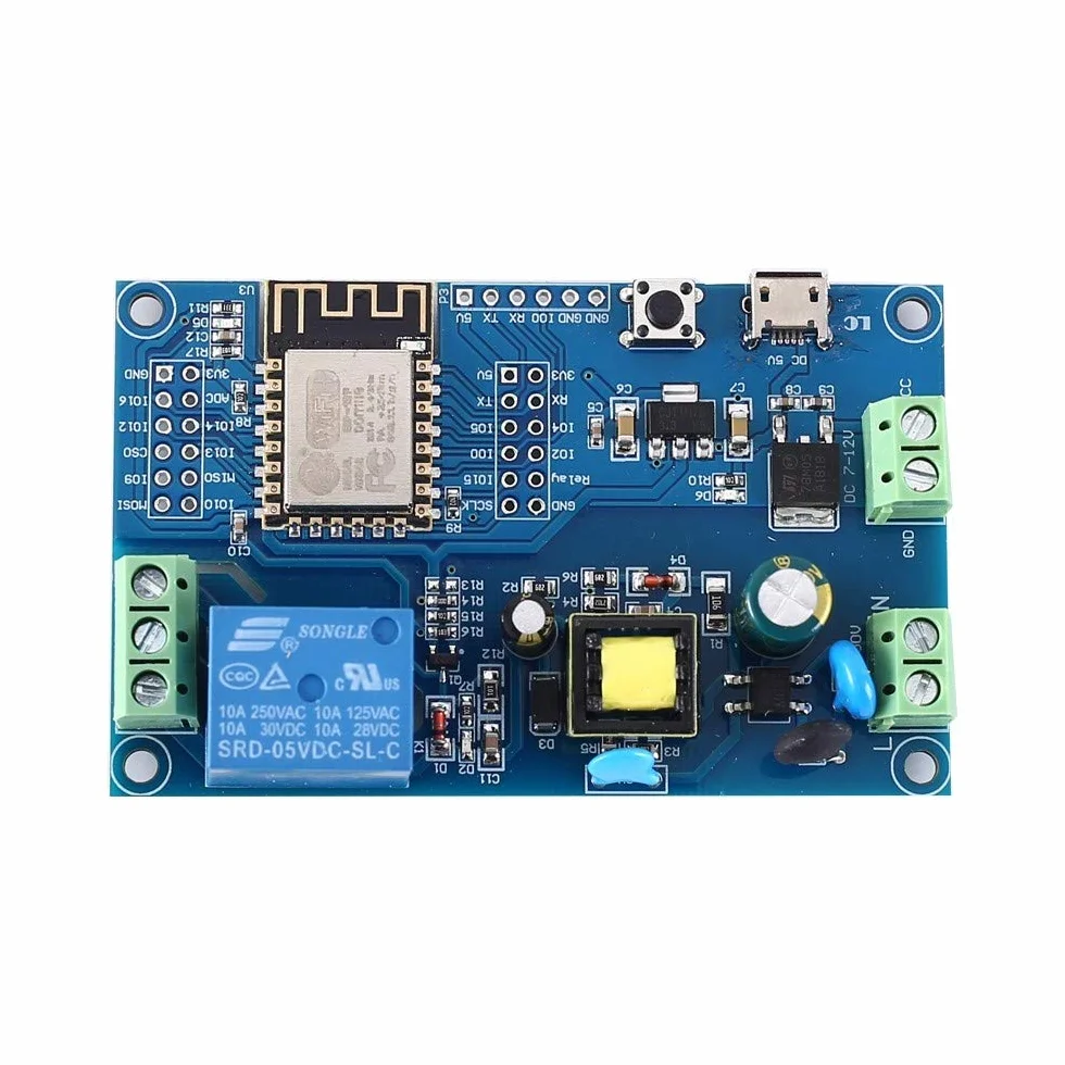 Moduł przekaźnika WiFi, AC 220 V DC 12 V DC, moduł przełączający przekaźnik WiFi, samoblokujący, pilot ESP-12F, moduł przekaźnika Smart Home ESP8266