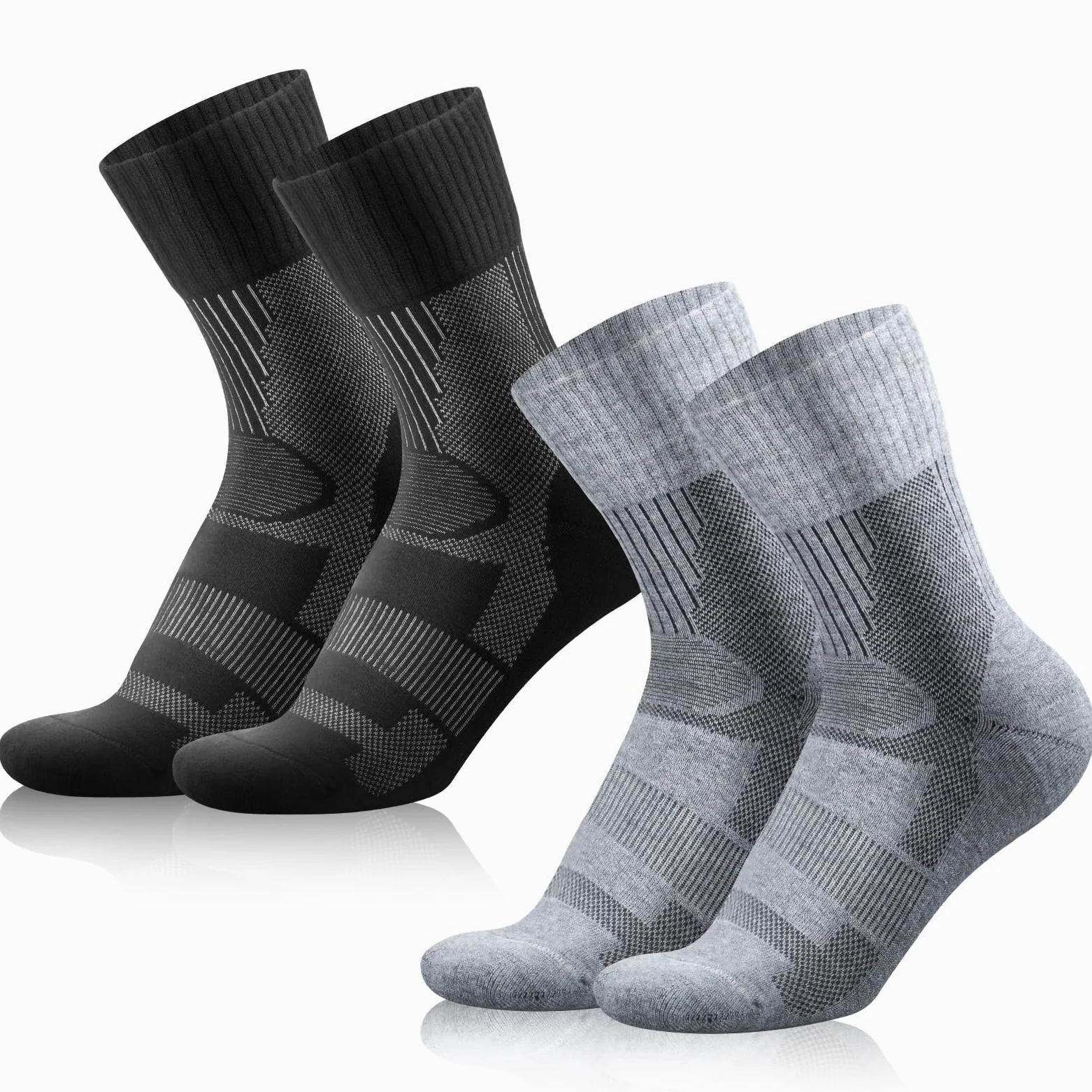 2 pary skarpet z wełny merino na wędrówki dla mężczyzn i kobiet, ciepłe skarpety na zimę, skarpety termiczne, skarpety zimowe, EU 39-43, czarne, 39-43