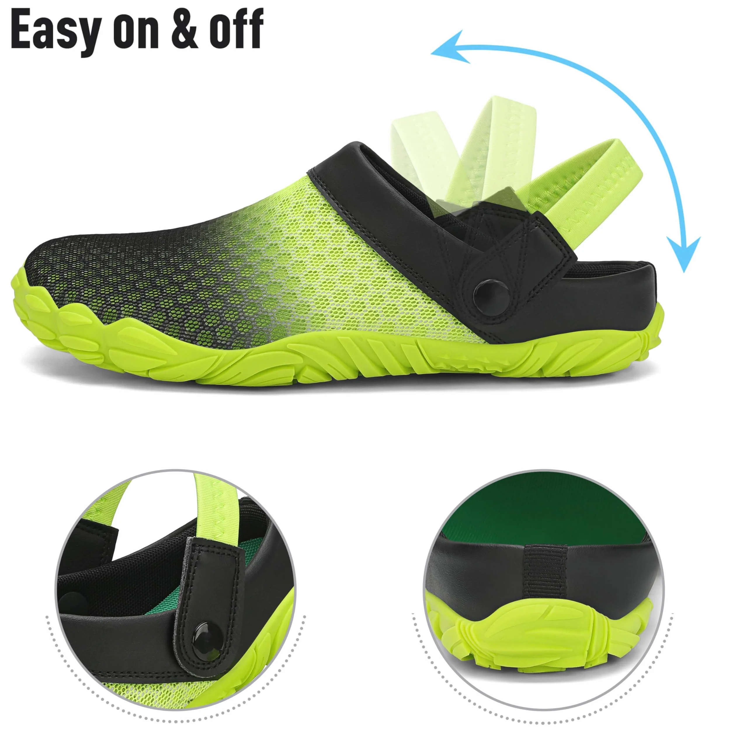 SAGUARO Lato unisex oddychające chodaki, płaskie kapcie z siateczki, pantofle, muffinki, do aktywności na świeżym powietrzu, buty plażowe, antypoślizgowe sandały, 43.5 EU