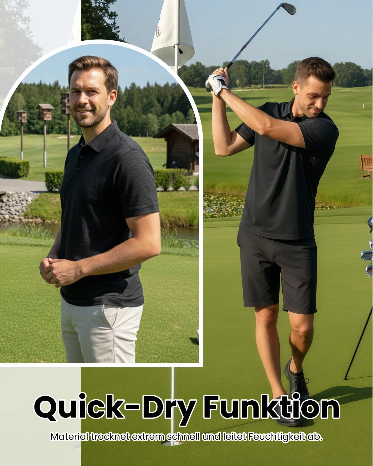 Męska koszulka polo oliwkowa zieleń oddychająca szybkoschnąca regular fit