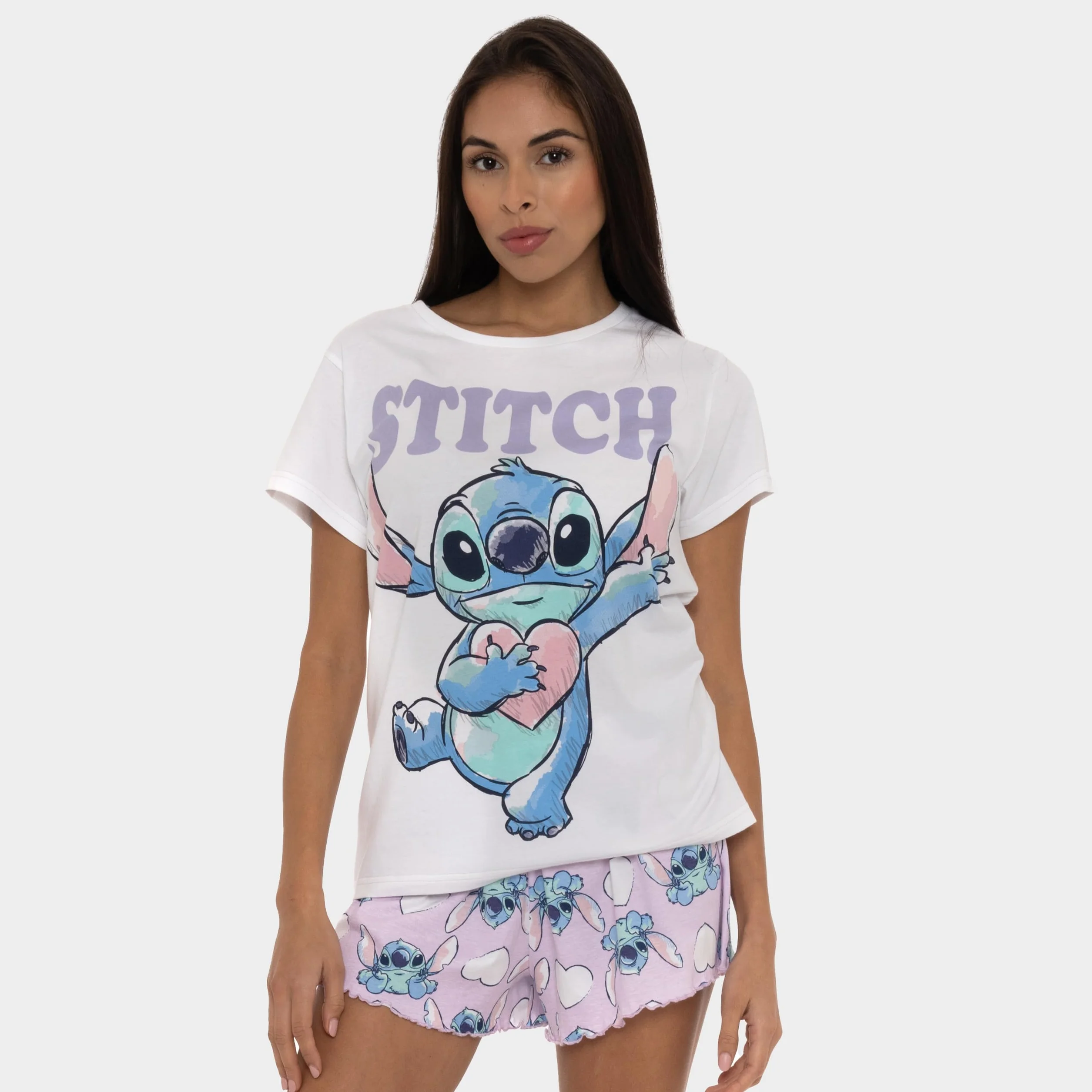Piżamy Disneya Dla Kobiet Stitch | Damskie Piżamy Lilo I Stitch | Krótkie Piżamy Stitch Dla Kobiet