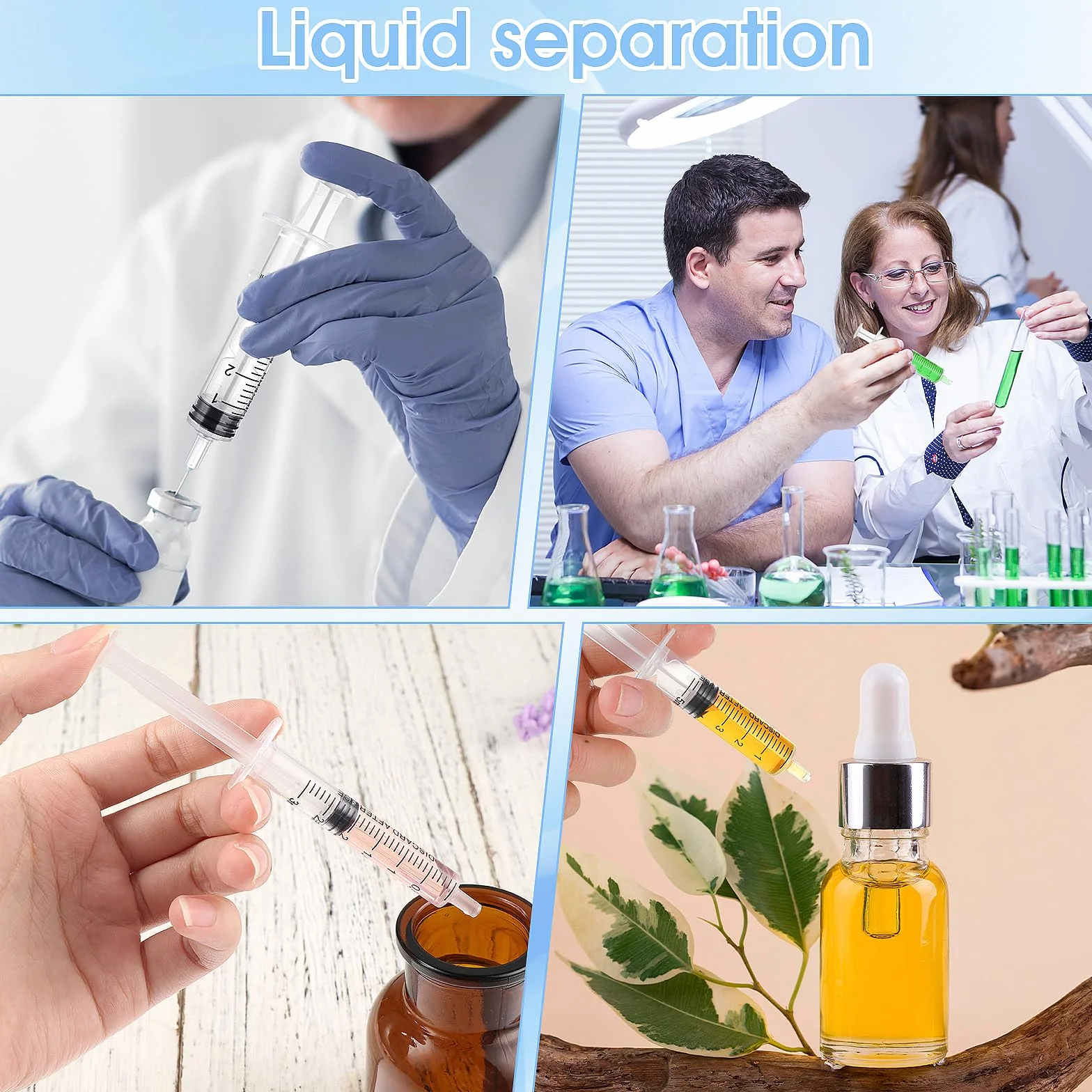 Amabro 5-częściowy zestaw strzykawek 1 ml, 3 ml, 5 ml, 10 ml, 20 ml, tworzywo sztuczne, strzykawki do płynów z pomiarem, do laboratoriów, karmienia zwierząt domowych, dozowania pokarmu, doustny