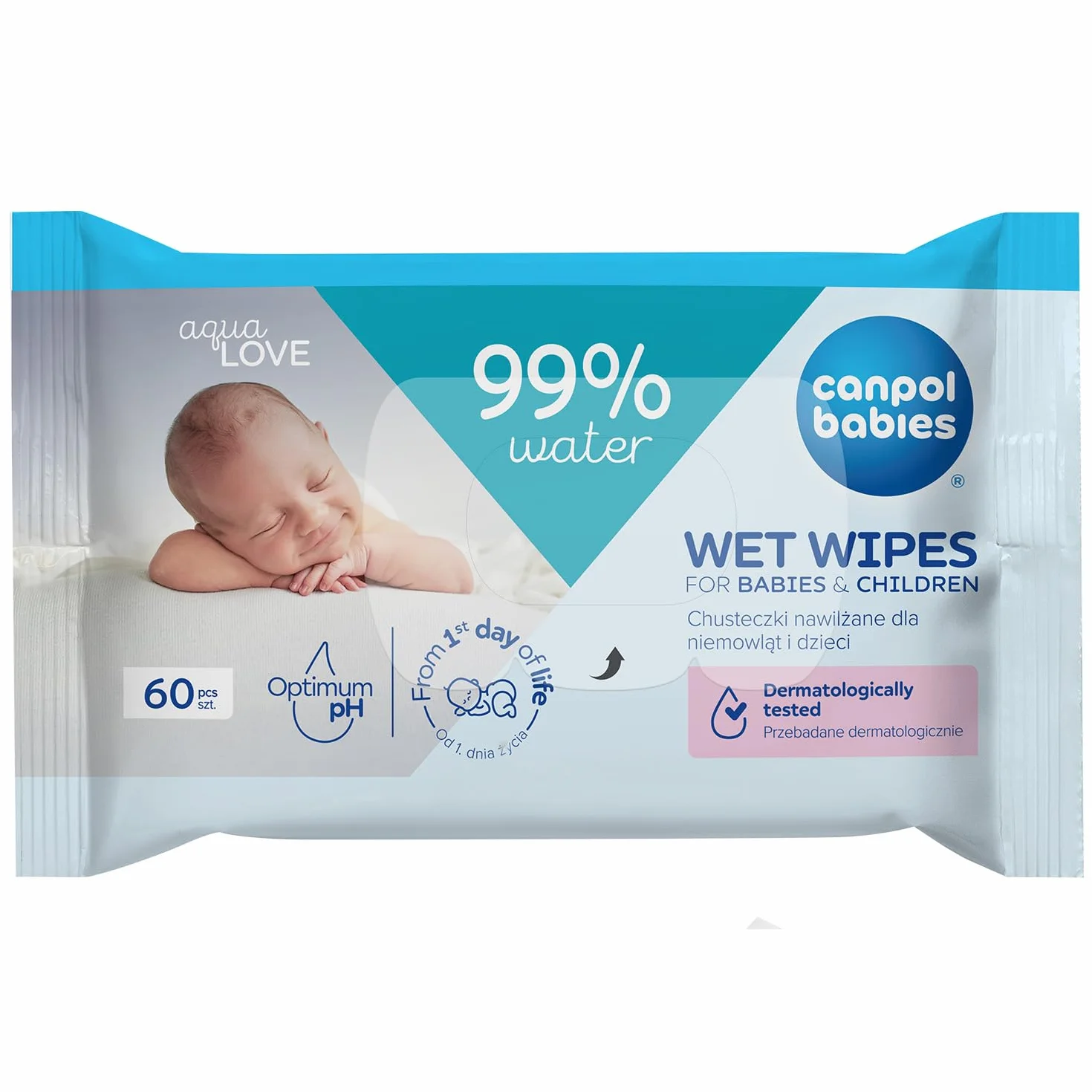 Canpol babies Suche Chusteczki Bambusowe dla Niemowląt 100 szt. + Chusteczki nawilżane dla niemowląt i dzieci, 99% wody, 60 szt.