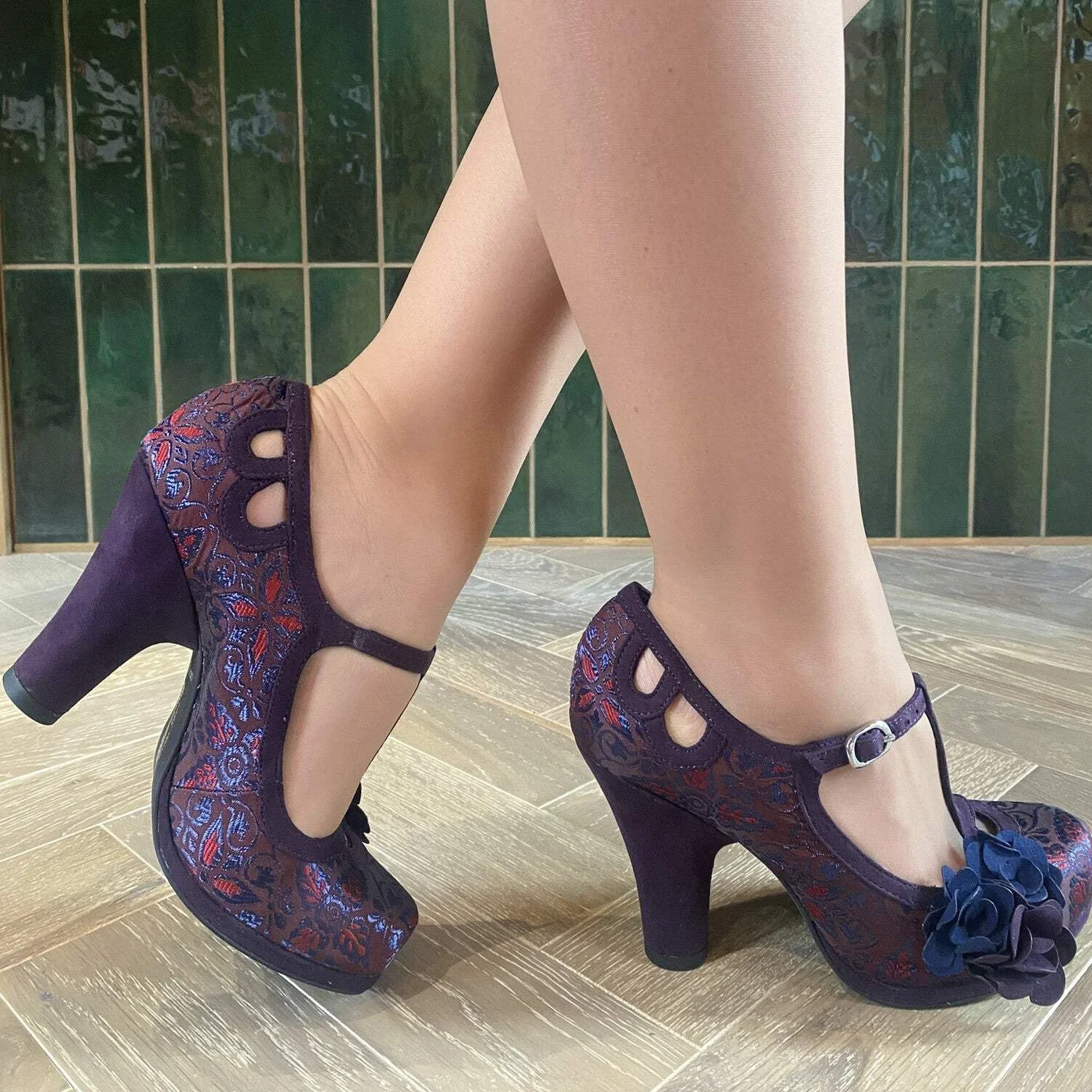Ruby Shoo Damskie buty Valerie Orange T-Bar z platformą