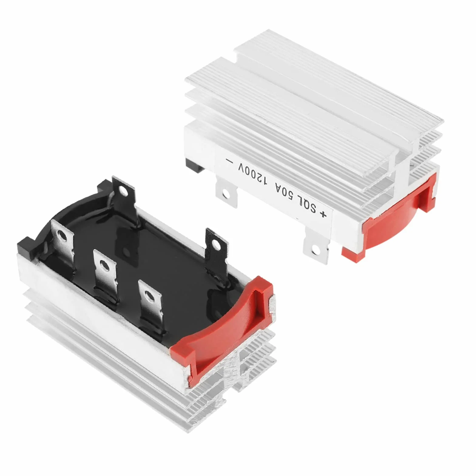 Zestaw 2 Trójfazowych Mostków Prostowniczych 50A 1200V Wysokowydajna Dioda Prostownicza Mostkowa Z Aluminiowym Radiatorem