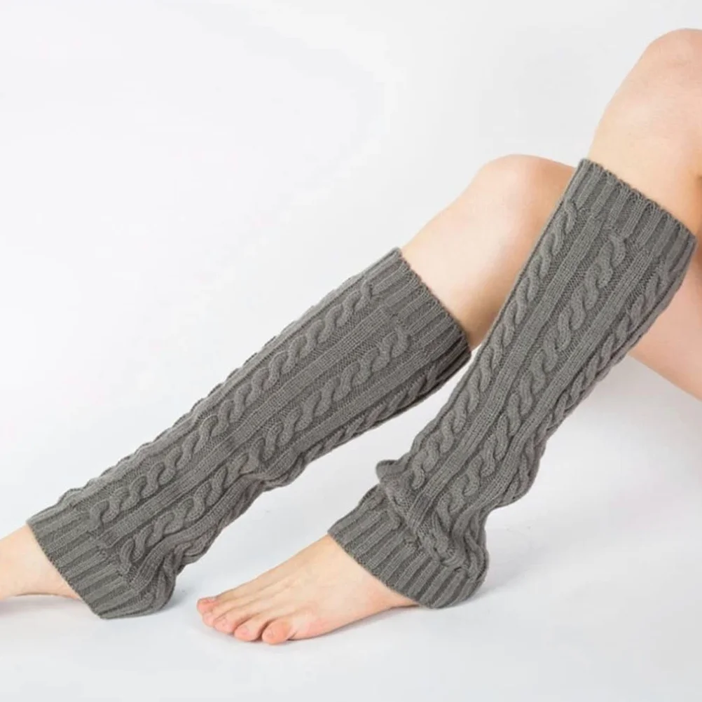 Zimowe długie ciepłe ocieplacze na nogi dla kobiet Knitting podkolanówki damskie skarpety do butów (kolor: C, rozmiar: 40 cm) (C 40 cm)
