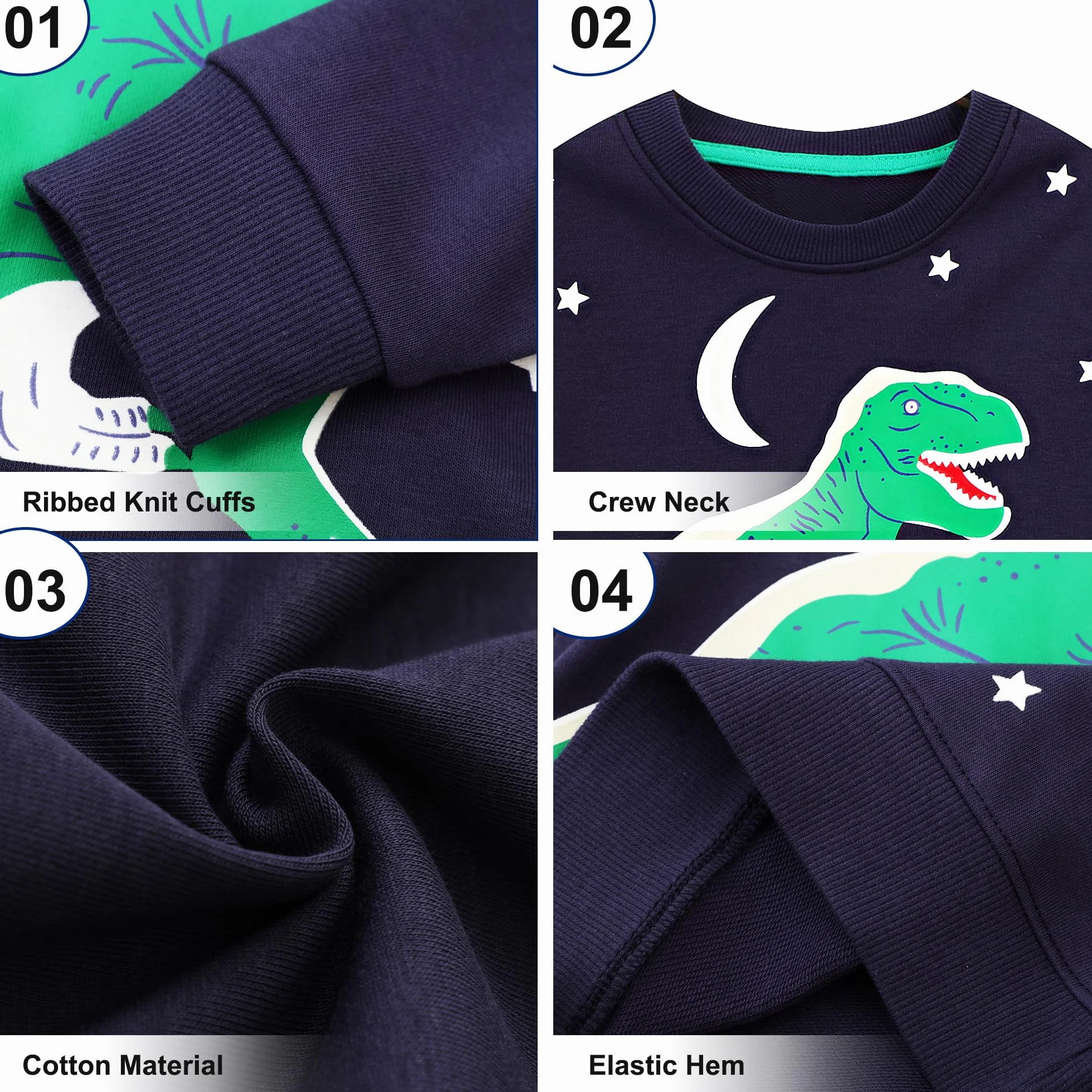 Bluza dla dzieci bawełna okrągły dekolt dinozaur sweter chłopiec z długim rękawem sweter bez kaptura swobodny sportowy sweter topy odzież dziecięca 2-7 lat