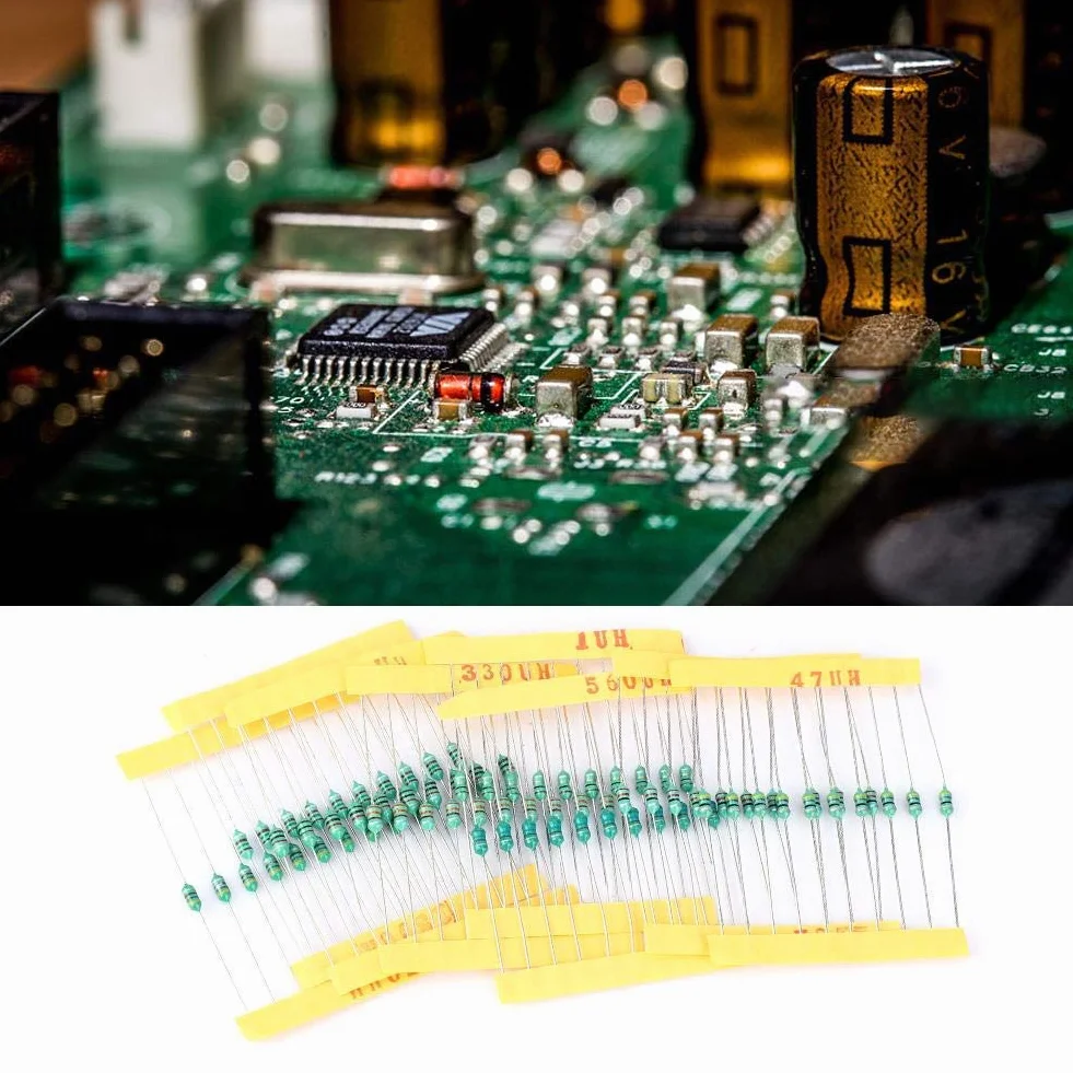 120 szt. Zestaw indukcyjności, cewka elektryczna, zestaw cewek pierścieniowych 1/4 W Kolorowy pierścień 12 rodzajów indukcyjności 1UH ~ 1MH