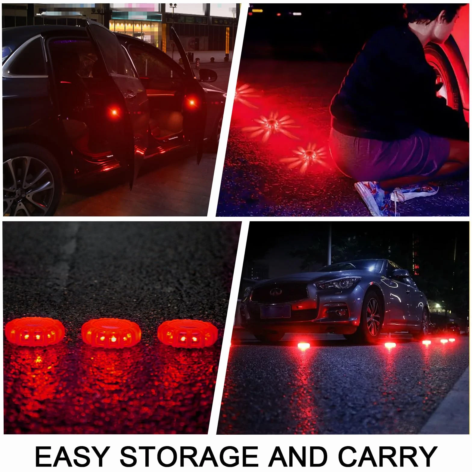 6 sztuk lampek ostrzegawczych LED z 9 trybami migania, wodoszczelne światła ostrzegawcze i oświetlenie awaryjne, lampa ostrzegawcza z magnesem i hakiem, do łodzi, statków, samochodów