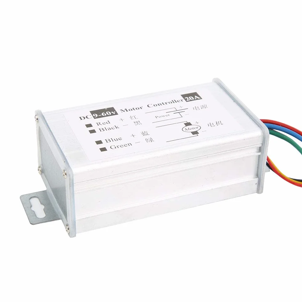 ViaGasaFamido 1200 W DC9-60V 0-20A Sterownik Prędkości Silnika, Przełącznik Sterowania PWM Przepływ Regulacji Linearna prędkość Potencjometru z Metalowym Obudowy dla Silnika Prądu Stałego